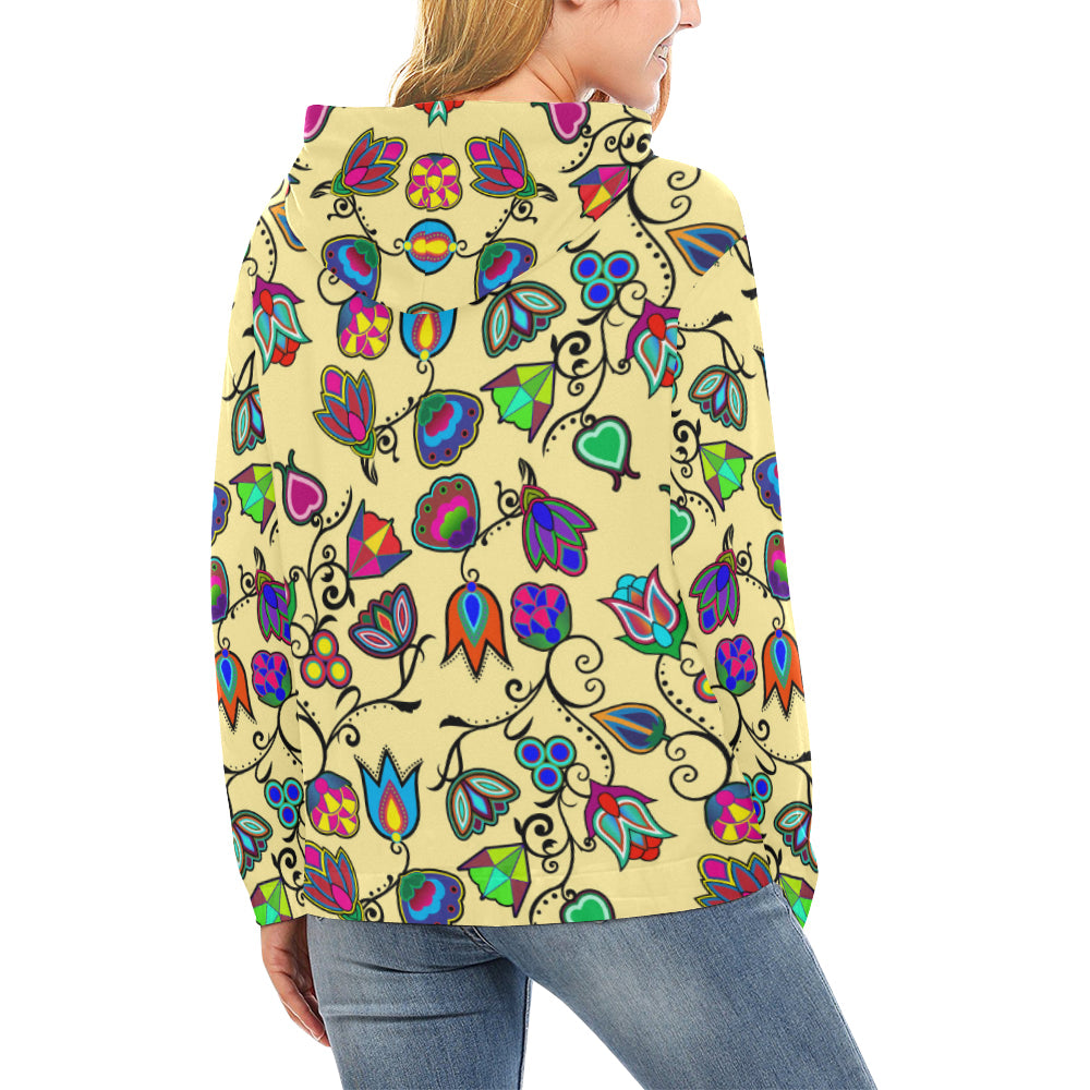 Indigenous Paisley - Vanilla All Over Print Hoodie for Women (USA Size) (Model H13) Hoodie e-joyer