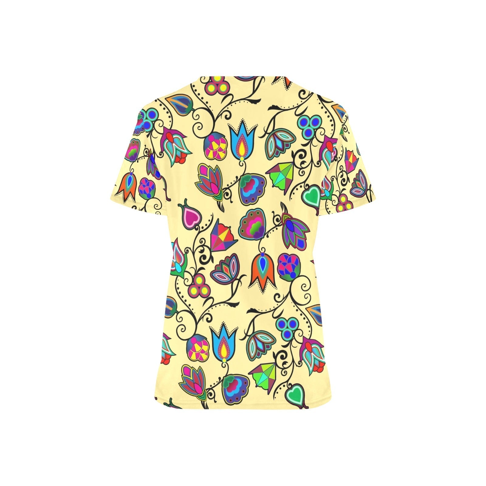 Indigenous Paisley Vanilla All Over Print Scrub Top Scrub Top e-joyer