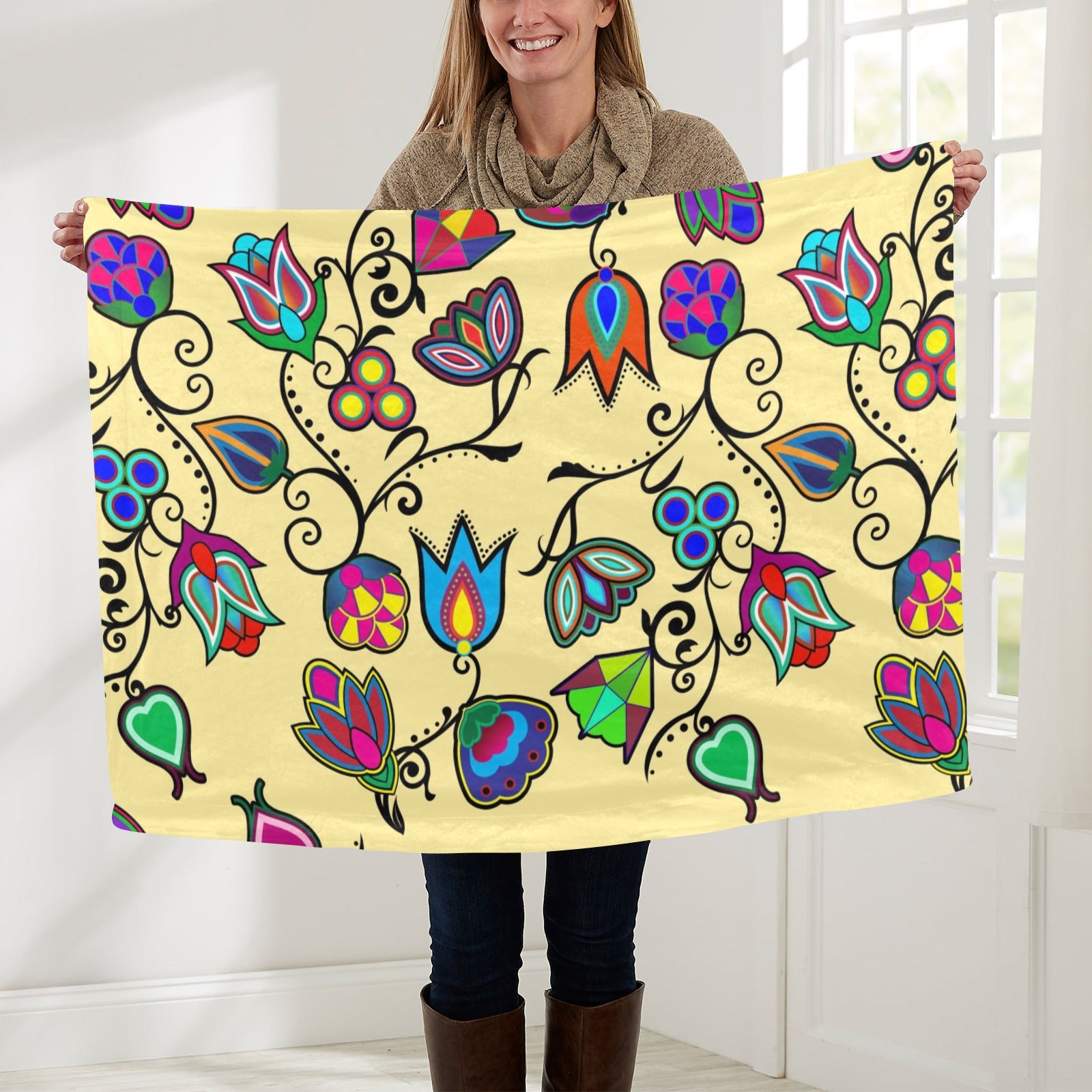 Indigenous Paisley Vanilla Baby Blanket 30"x40" Baby Blanket 30"x40" e-joyer