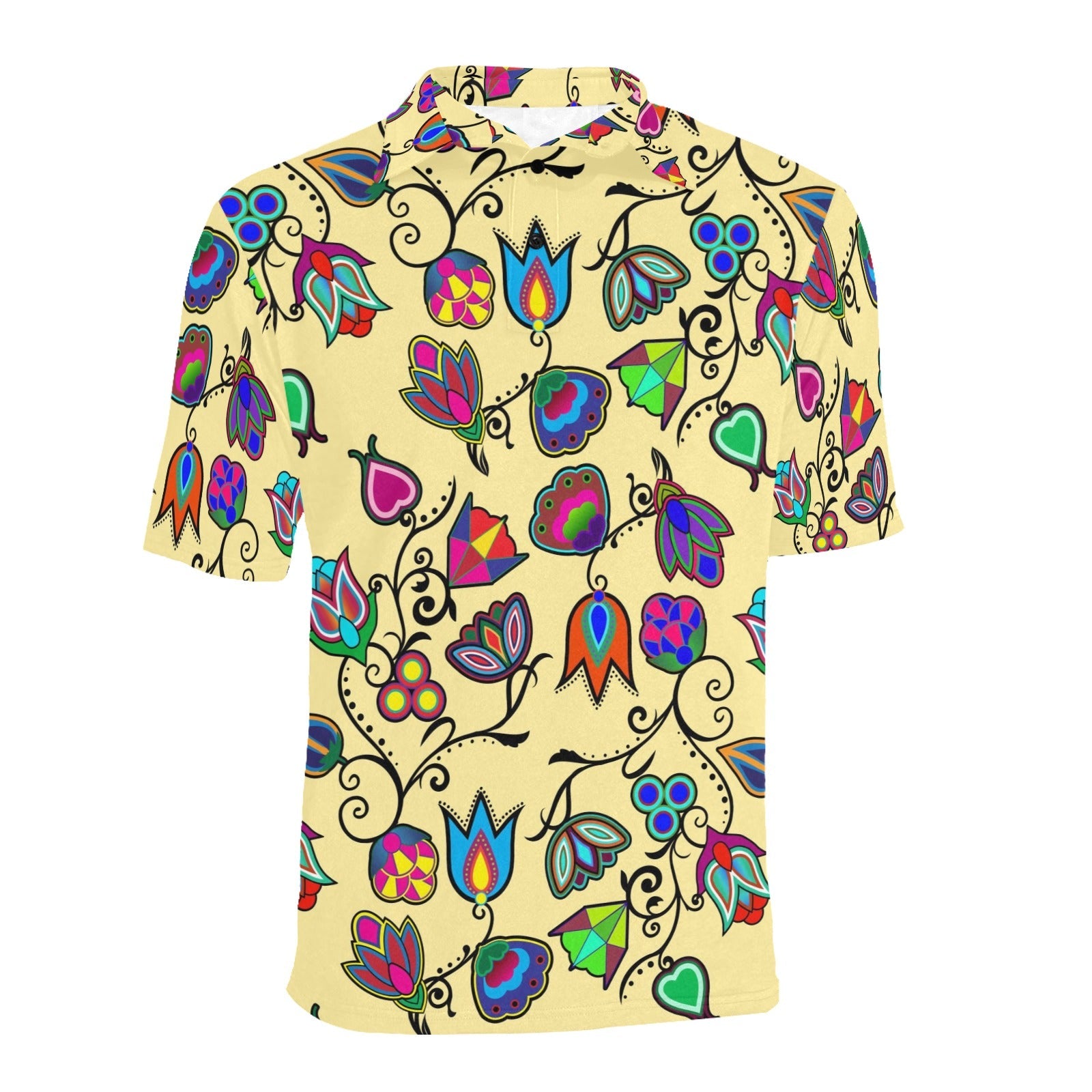 Indigenous Paisley Vanilla Men's All Over Print Polo Shirt (Model T55) Men's Polo Shirt (Model T55) e-joyer
