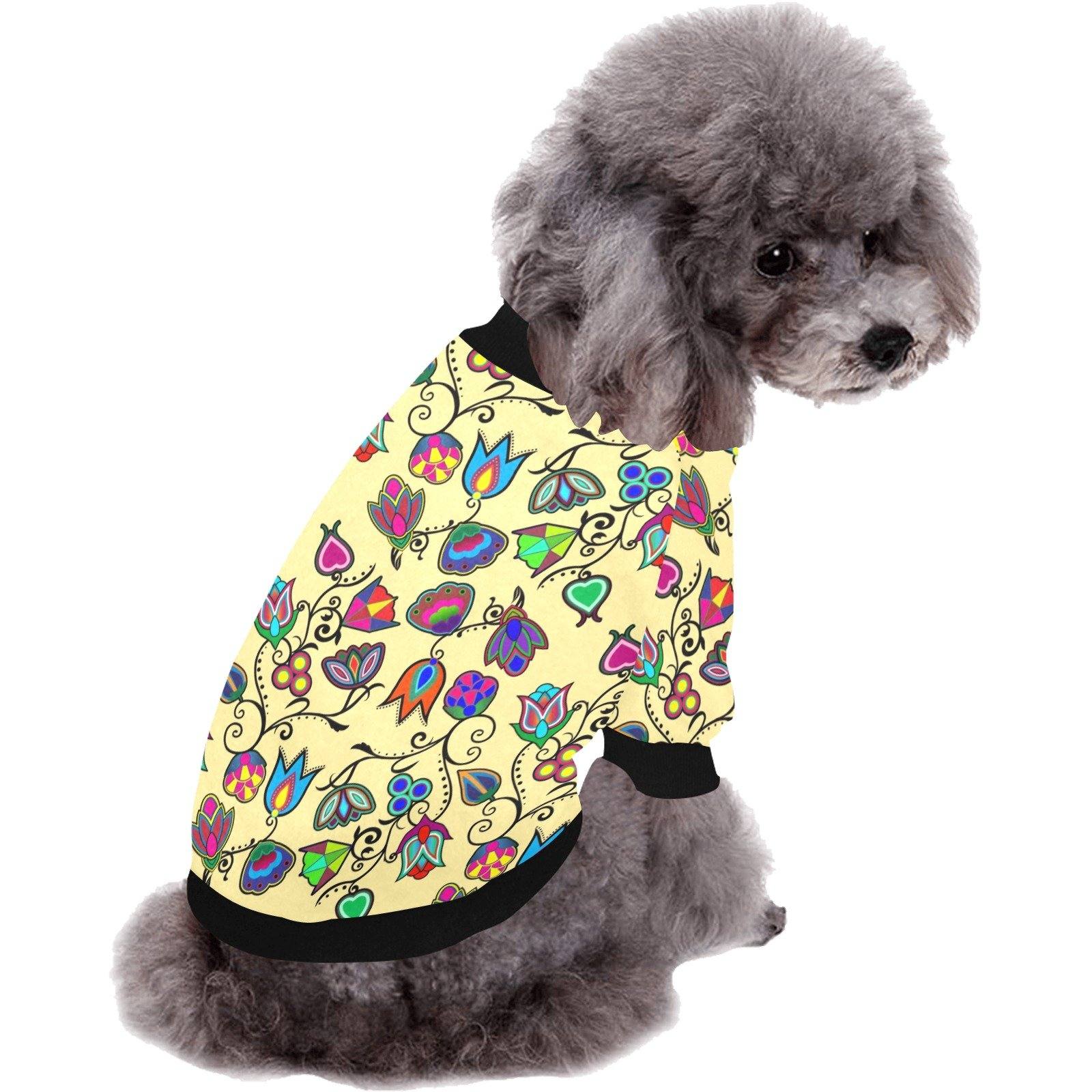 Indigenous Paisley Vanilla Pet Dog Round Neck Shirt Pet Dog Round Neck Shirt e-joyer