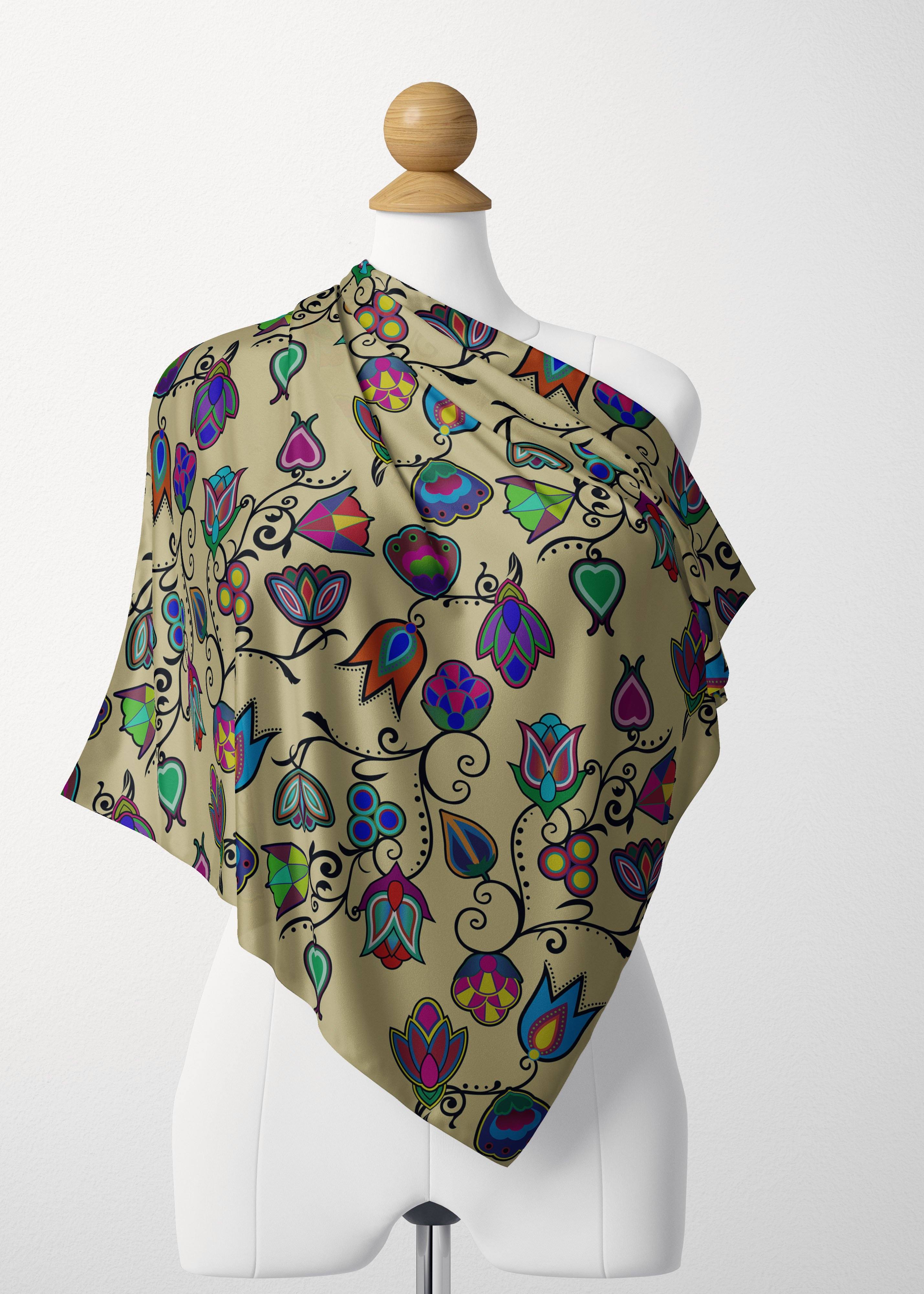 Indigenous Paisley Vanilla Satin Shawl Scarf 49 Dzine