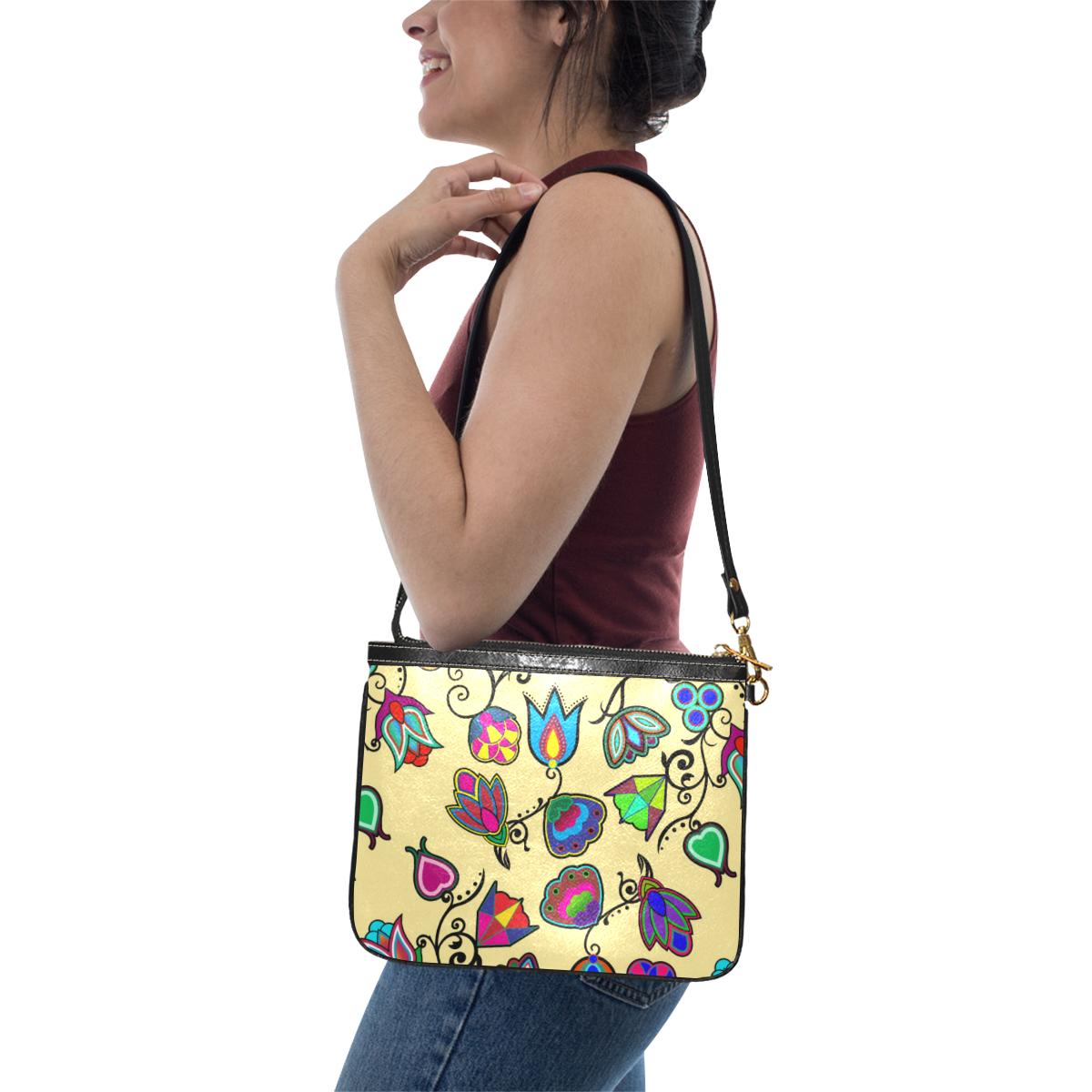 Indigenous Paisley - Vanilla Small Shoulder Bag (Model 1710) Small Shoulder Bag (1710) e-joyer 