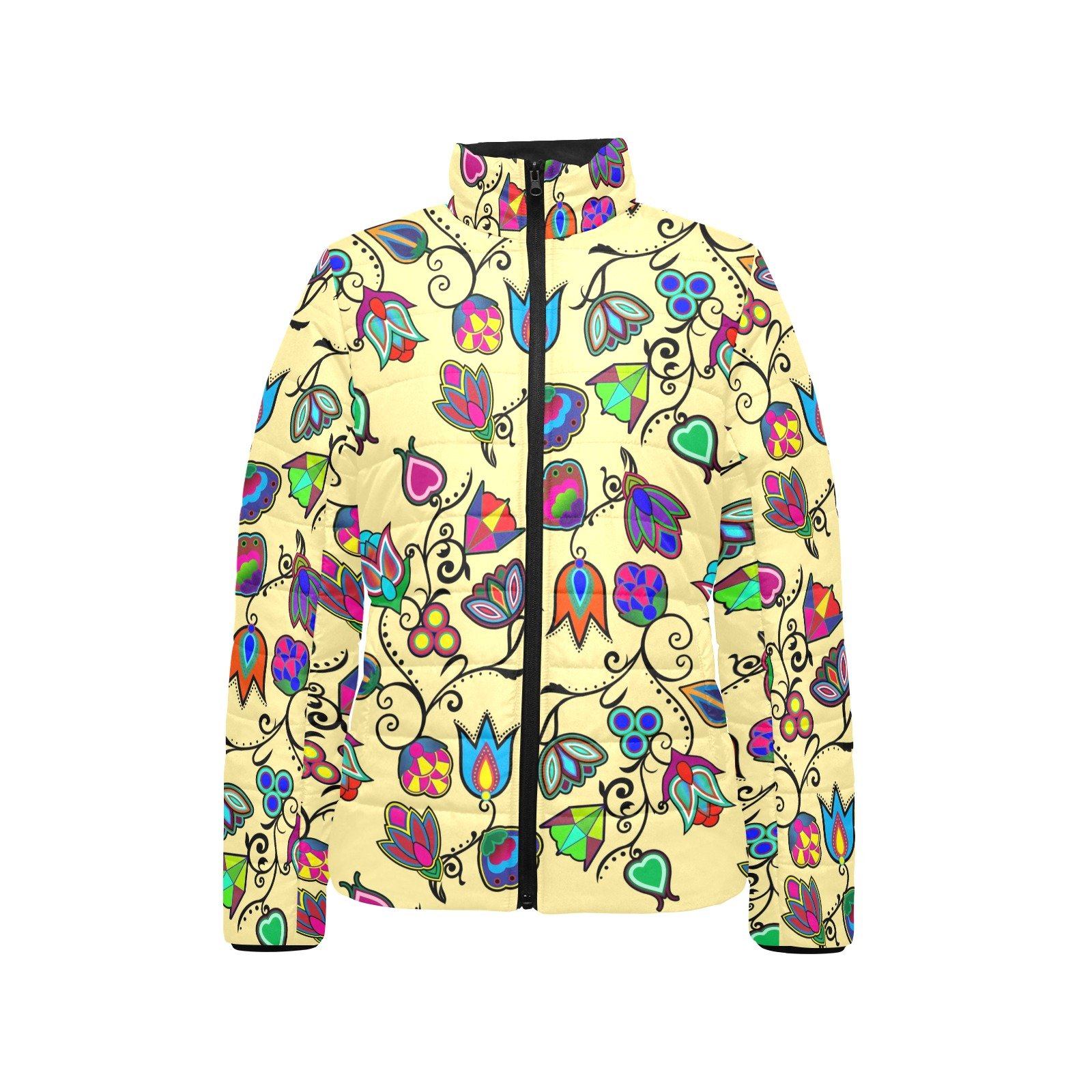 Indigenous Paisley Vanilla Women's Stand Collar Padded Jacket (Model H41) jacket e-joyer