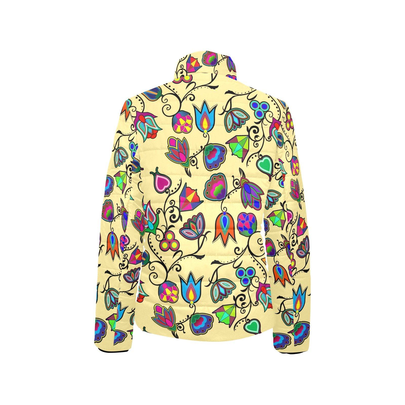 Indigenous Paisley Vanilla Women's Stand Collar Padded Jacket (Model H41) jacket e-joyer
