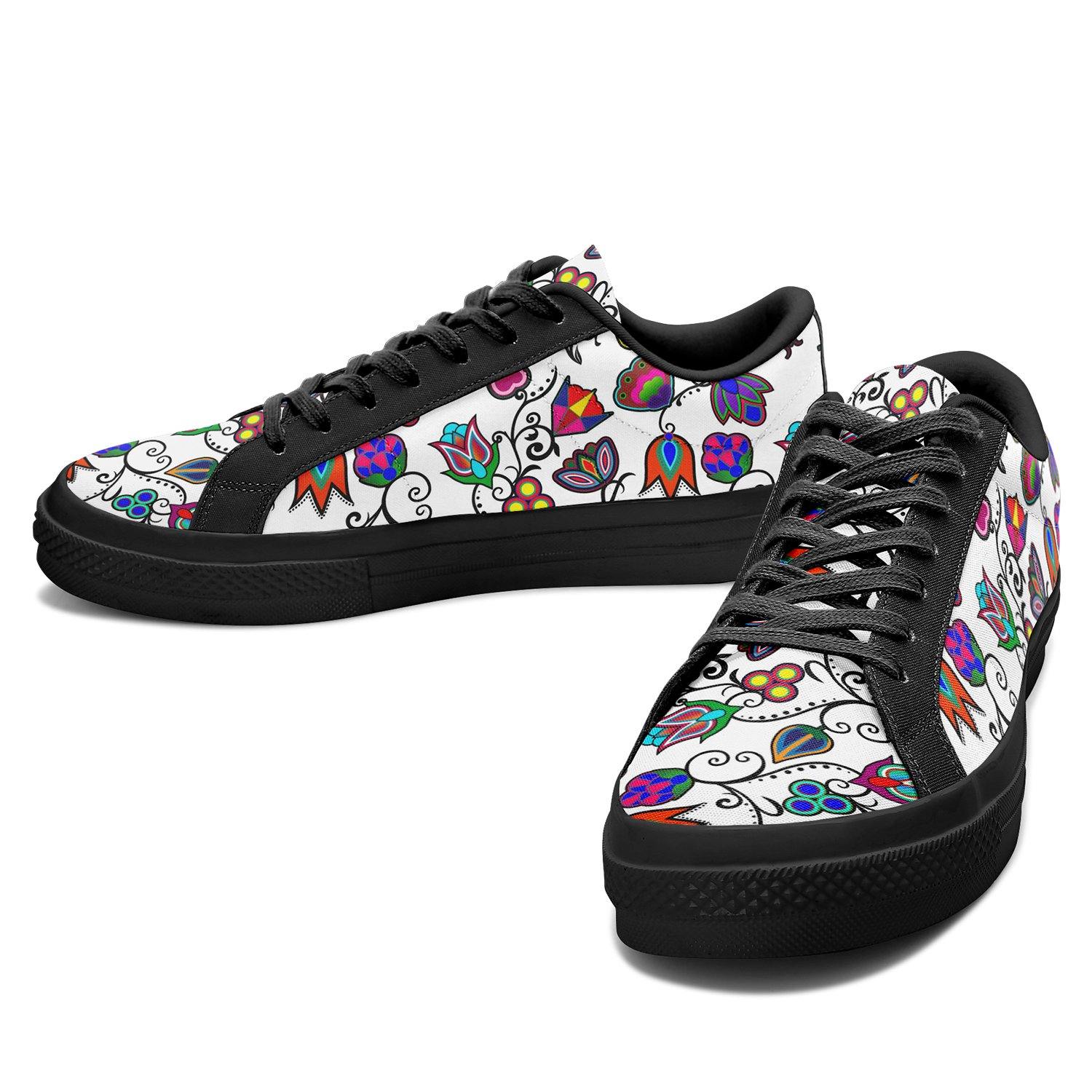 Indigenous Paisley White Aapisi Low Top Canvas Shoes Black Sole 49 Dzine