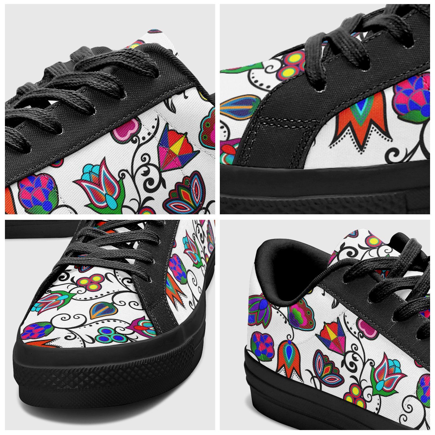 Indigenous Paisley White Aapisi Low Top Canvas Shoes Black Sole 49 Dzine
