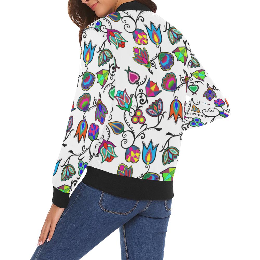 Indigenous Paisley - White All Over Print Bomber Jacket for Women (Model H19) All Over Print Bomber Jacket for Women (H19) e-joyer