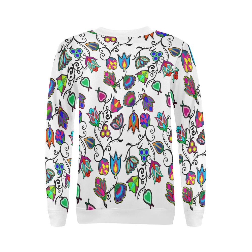 Indigenous Paisley White All Over Print Crewneck Sweatshirt for Women (Model H18) Crewneck Sweatshirt for Women (H18) e-joyer