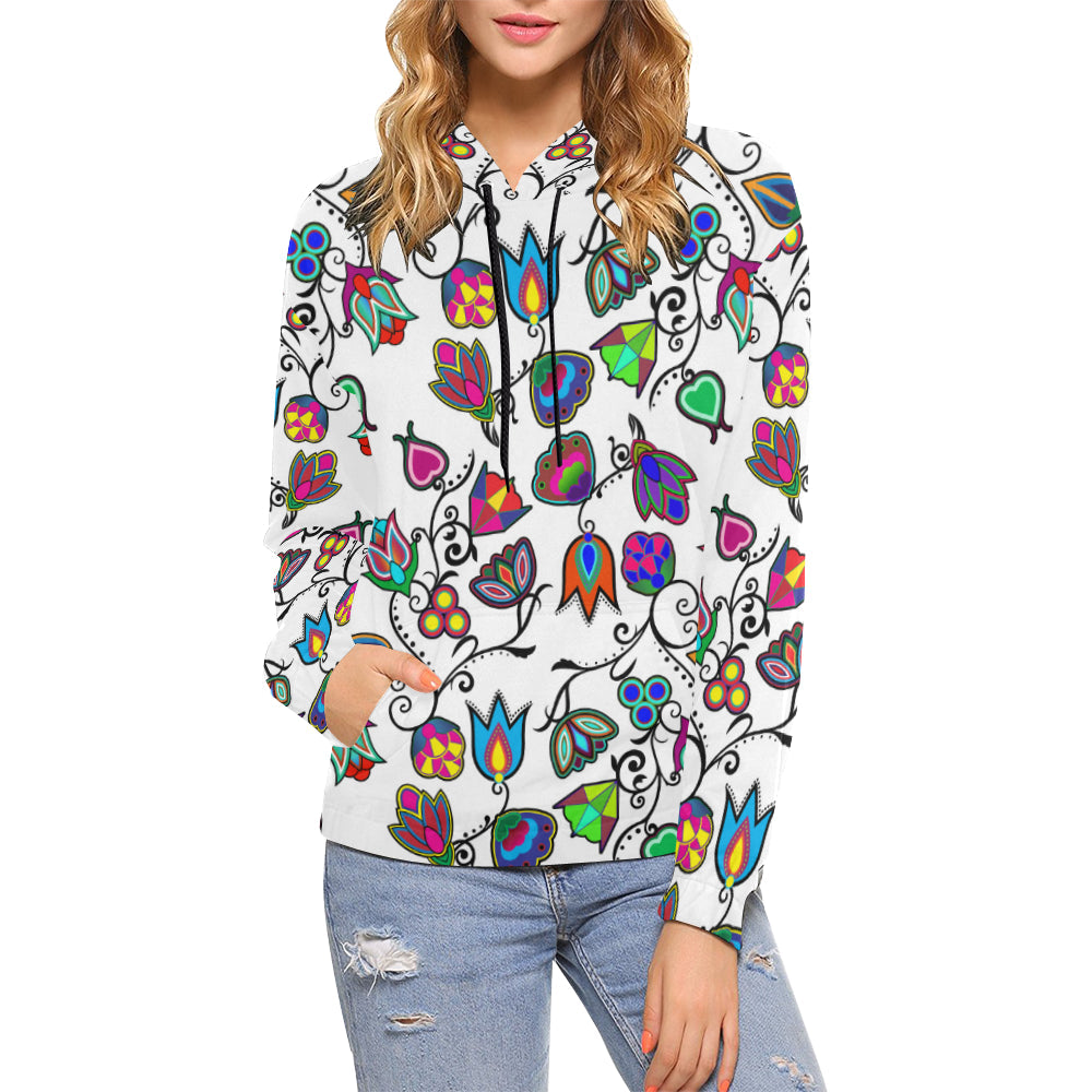 Indigenous Paisley - White All Over Print Hoodie for Women (USA Size) (Model H13) Hoodie e-joyer