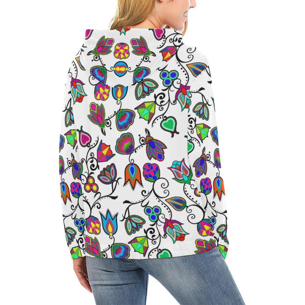 Indigenous Paisley - White All Over Print Hoodie for Women (USA Size) (Model H13) Hoodie e-joyer