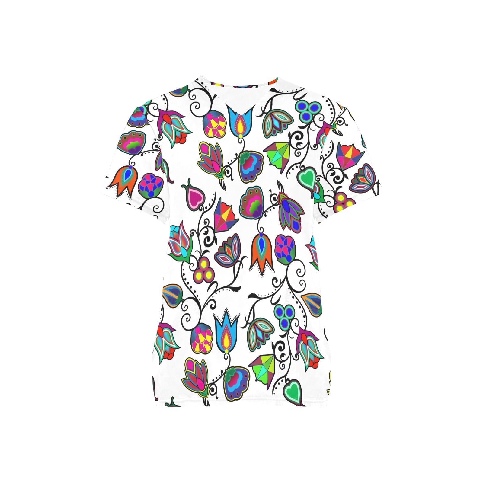 Indigenous Paisley White All Over Print Scrub Top Scrub Top e-joyer