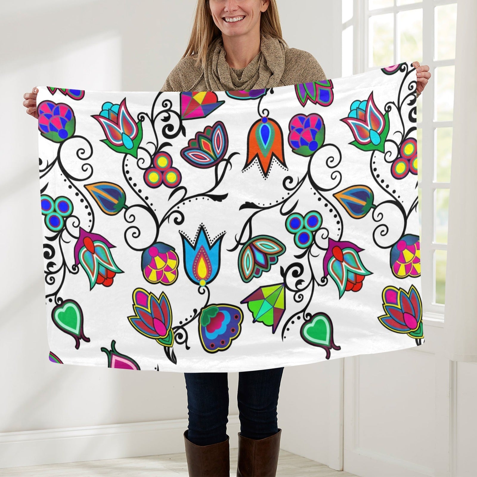 Indigenous Paisley White Baby Blanket 30"x40" Baby Blanket 30"x40" e-joyer