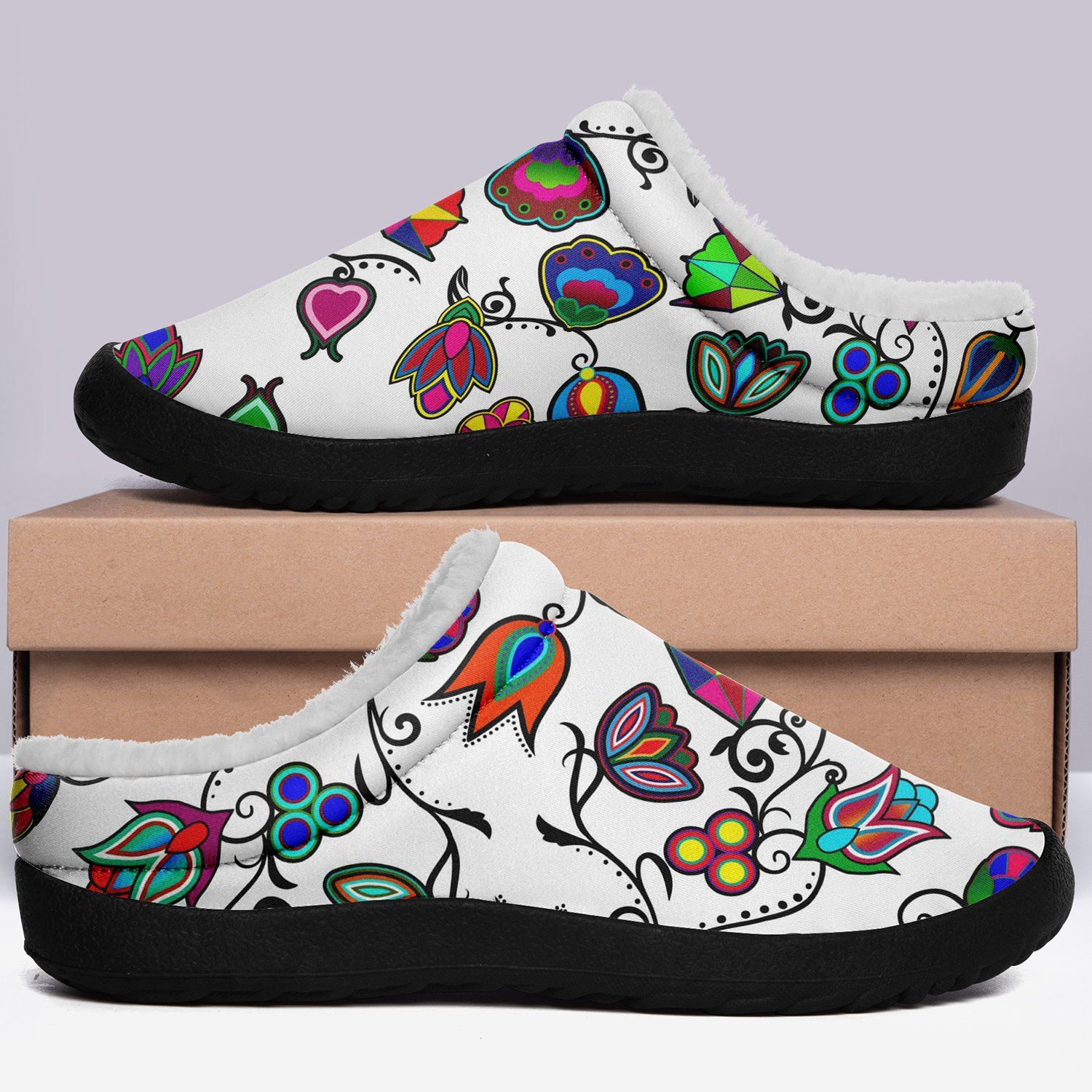 Indigenous Paisley White Ikinnii Indoor Slipper 49 Dzine
