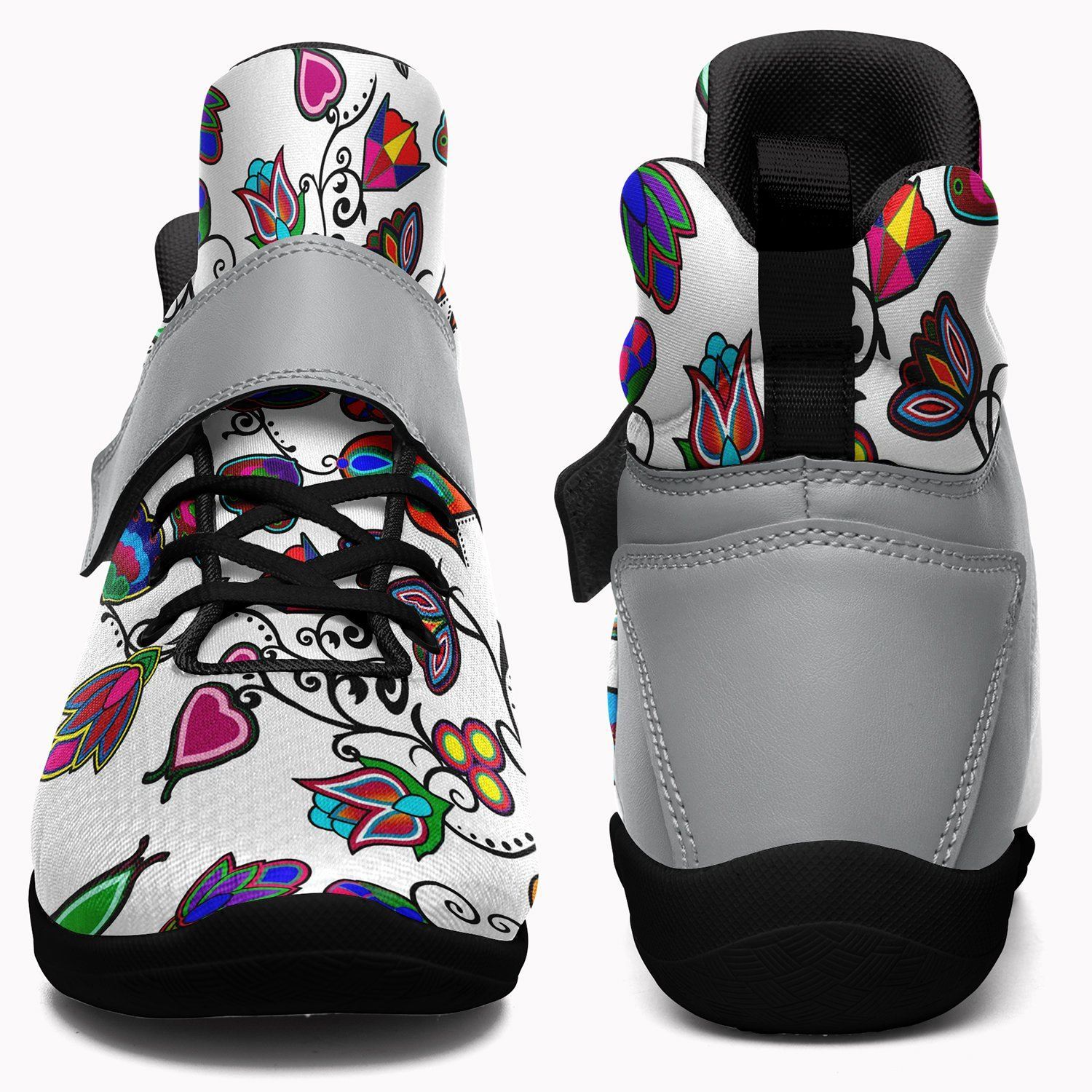 Indigenous Paisley White Ipottaa Basketball / Sport High Top Shoes - Black Sole 49 Dzine