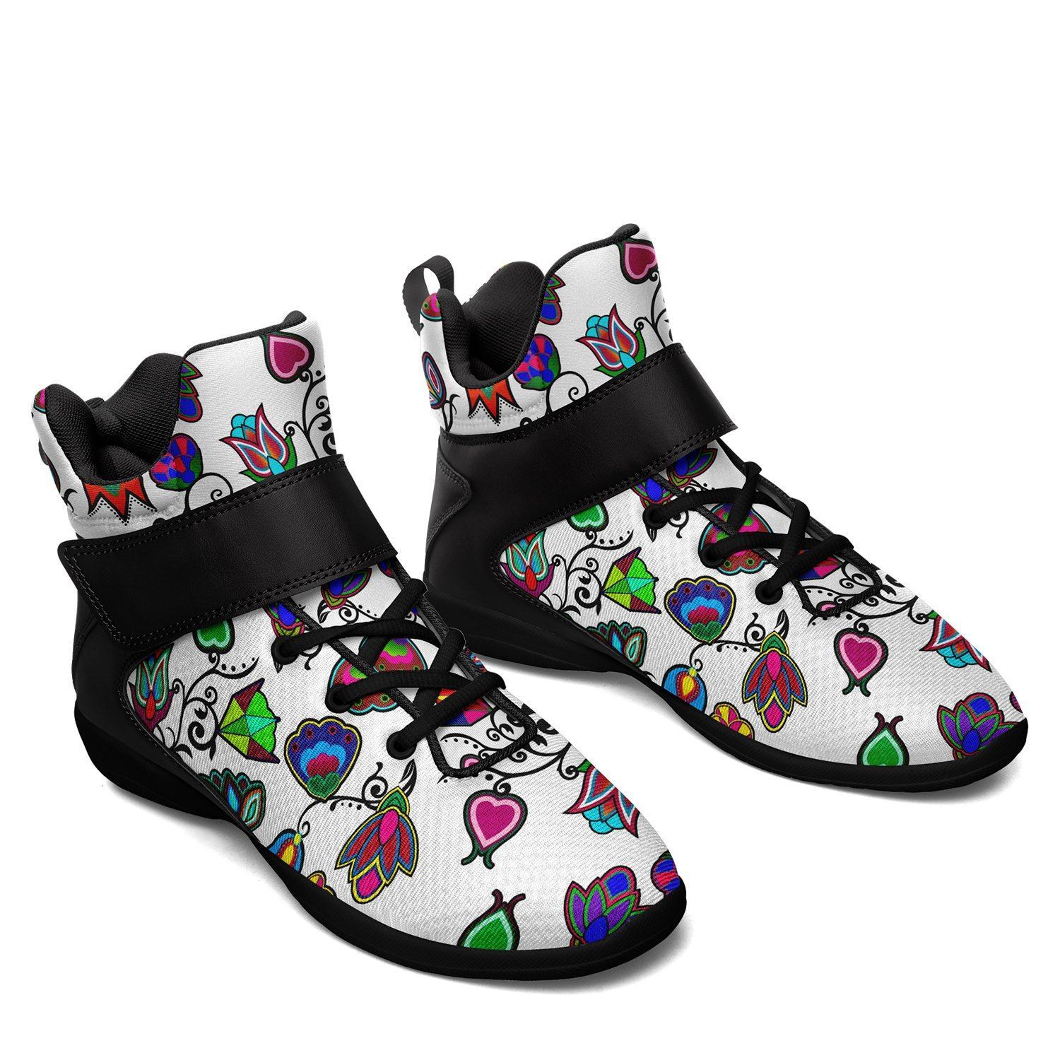 Indigenous Paisley White Ipottaa Basketball / Sport High Top Shoes - Black Sole 49 Dzine