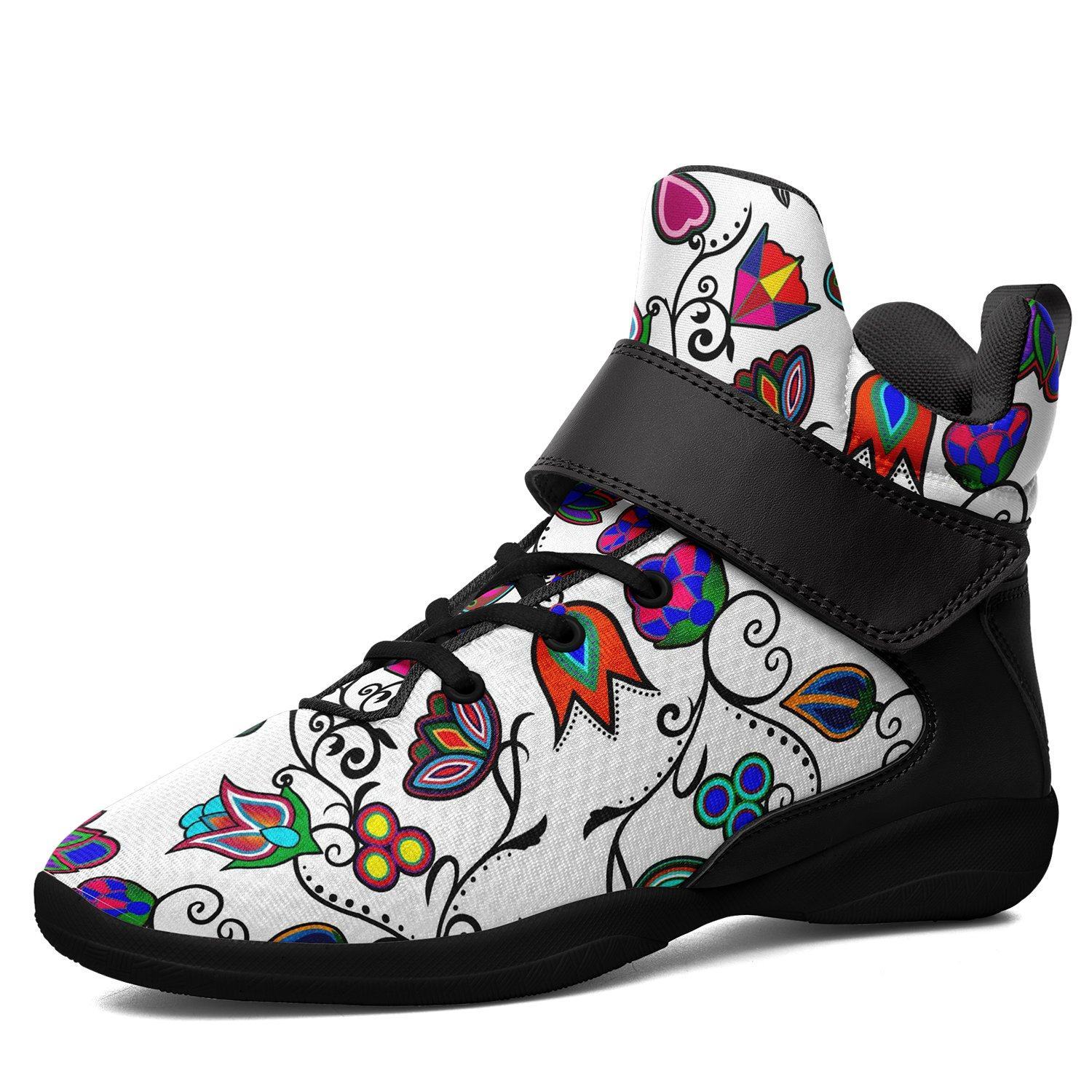 Indigenous Paisley White Kid's Ipottaa Basketball / Sport High Top Shoes 49 Dzine US Child 12.5 / EUR 30 Black Sole with Black Strap 