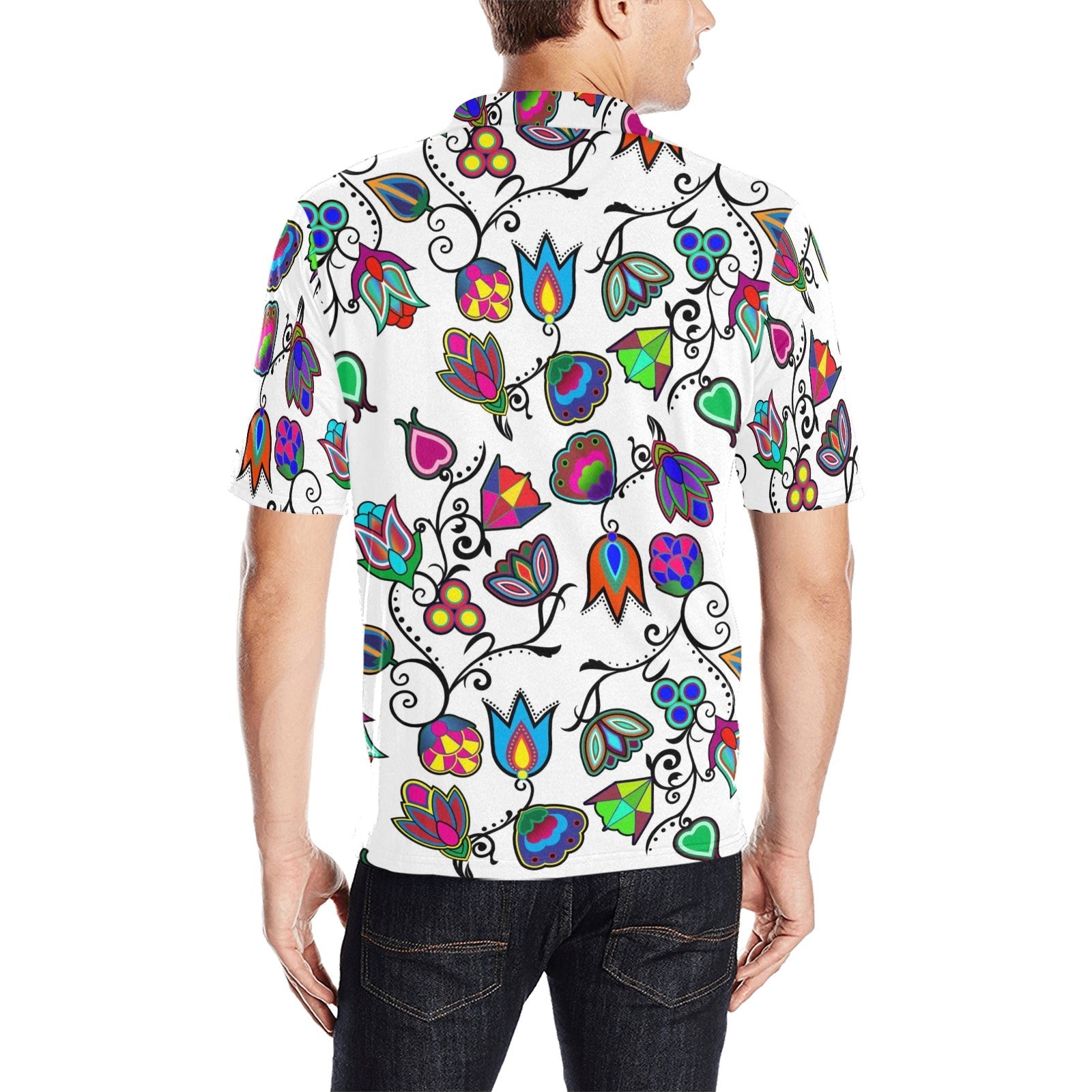 Indigenous Paisley White Men's All Over Print Polo Shirt (Model T55) Men's Polo Shirt (Model T55) e-joyer