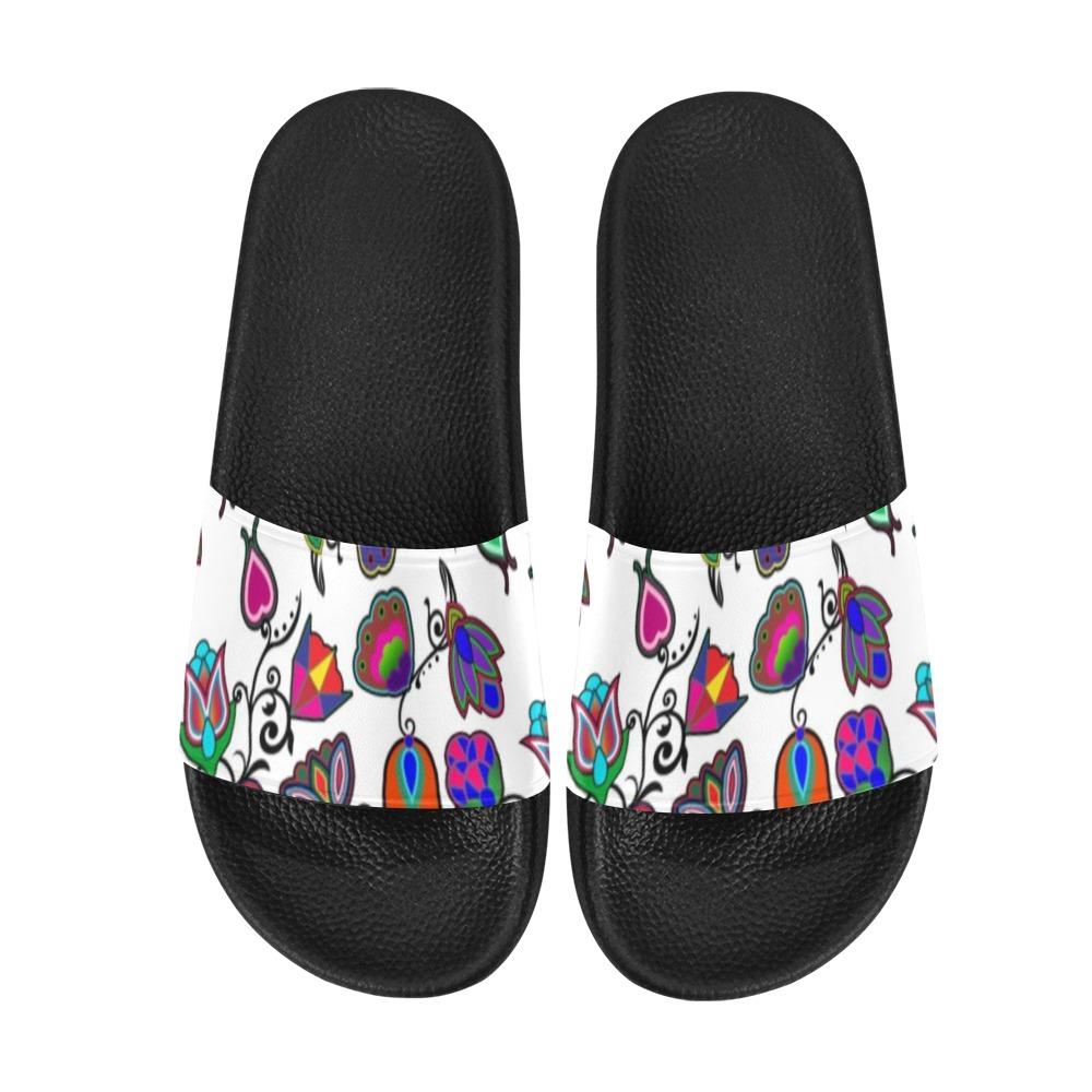 Indigenous Paisley White Men's Slide Sandals (Model 057) Men's Slide Sandals (057) e-joyer