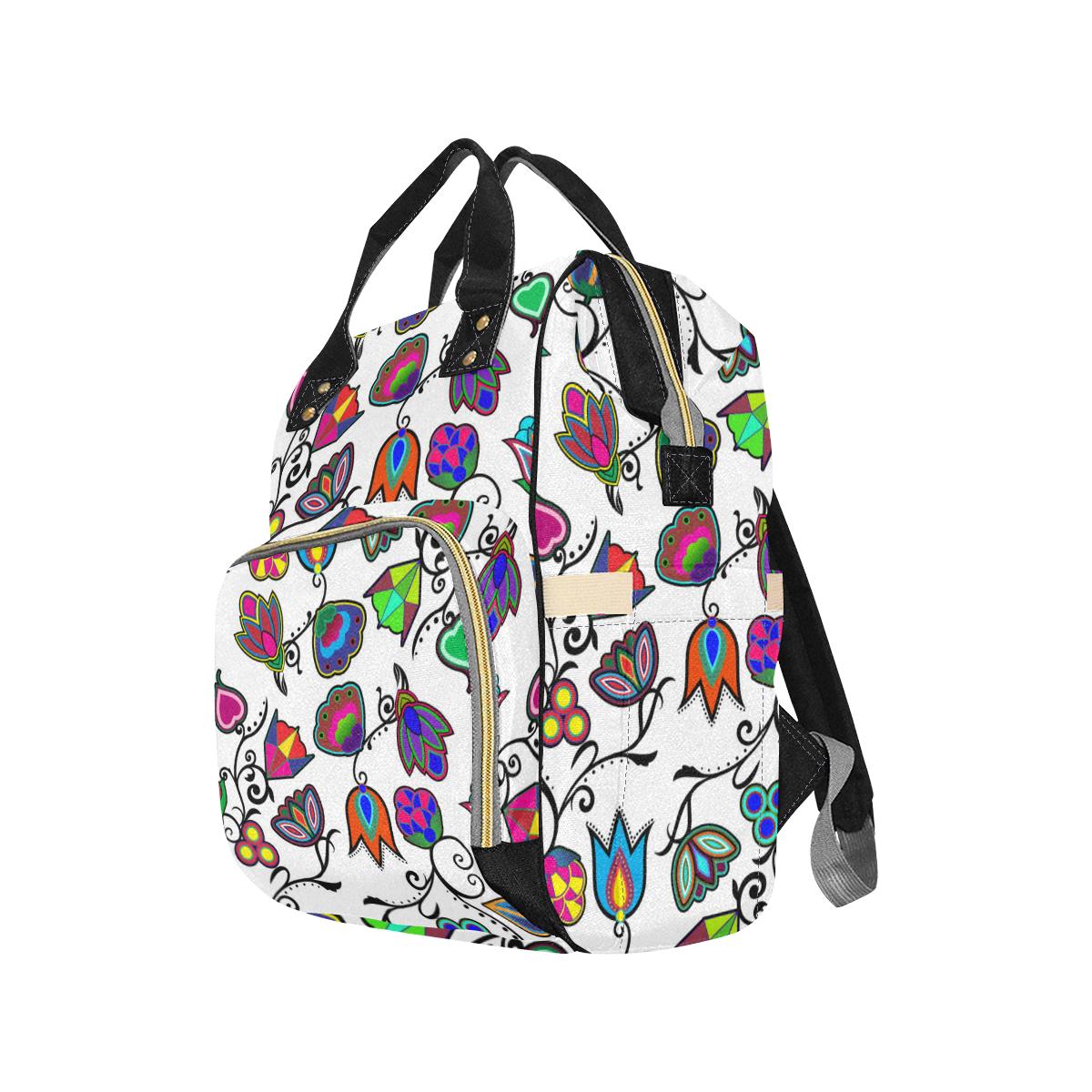 Indigenous Paisley - White Multi-Function Diaper Backpack (Model 1688) Diaper Backpack (1688) e-joyer