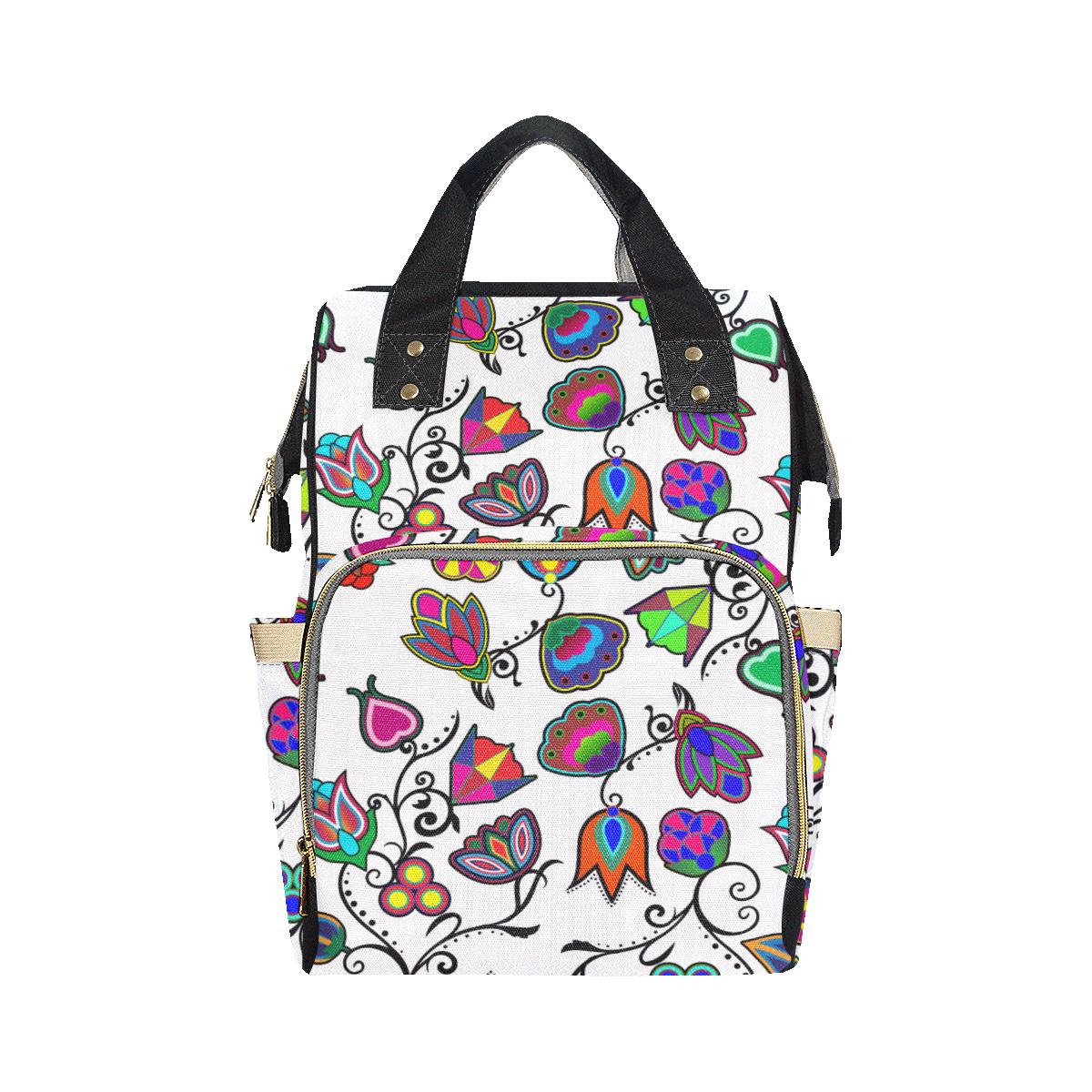 Indigenous Paisley - White Multi-Function Diaper Backpack (Model 1688) Diaper Backpack (1688) e-joyer