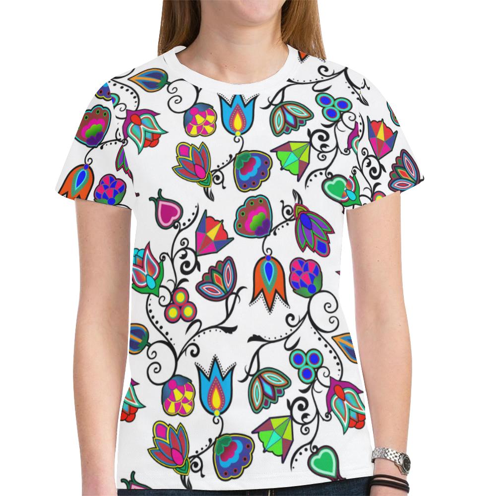 Indigenous Paisley - White New All Over Print T-shirt for Women (Model T45) New All Over Print T-shirt for Women (T45) e-joyer
