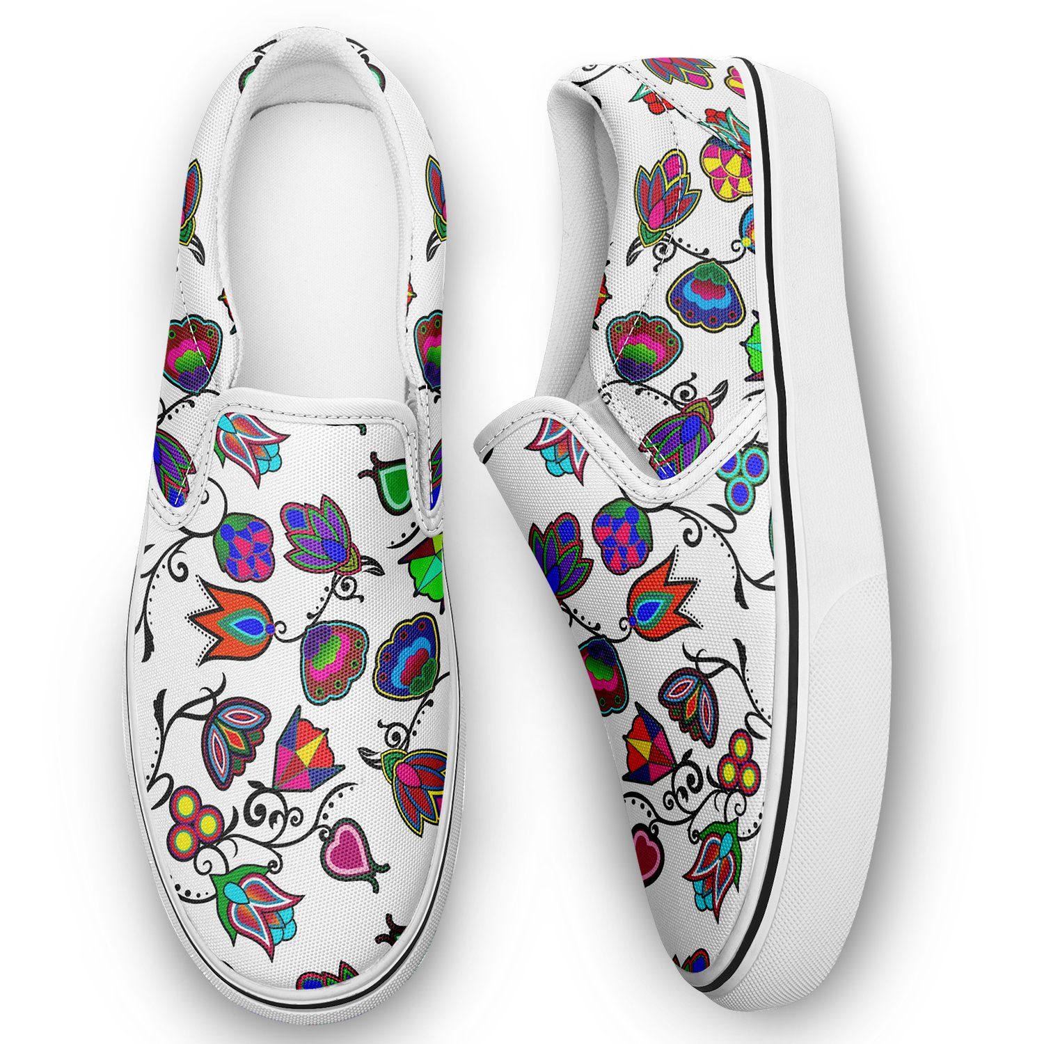 Indigenous Paisley White Otoyimm Canvas Slip On Shoes 49 Dzine