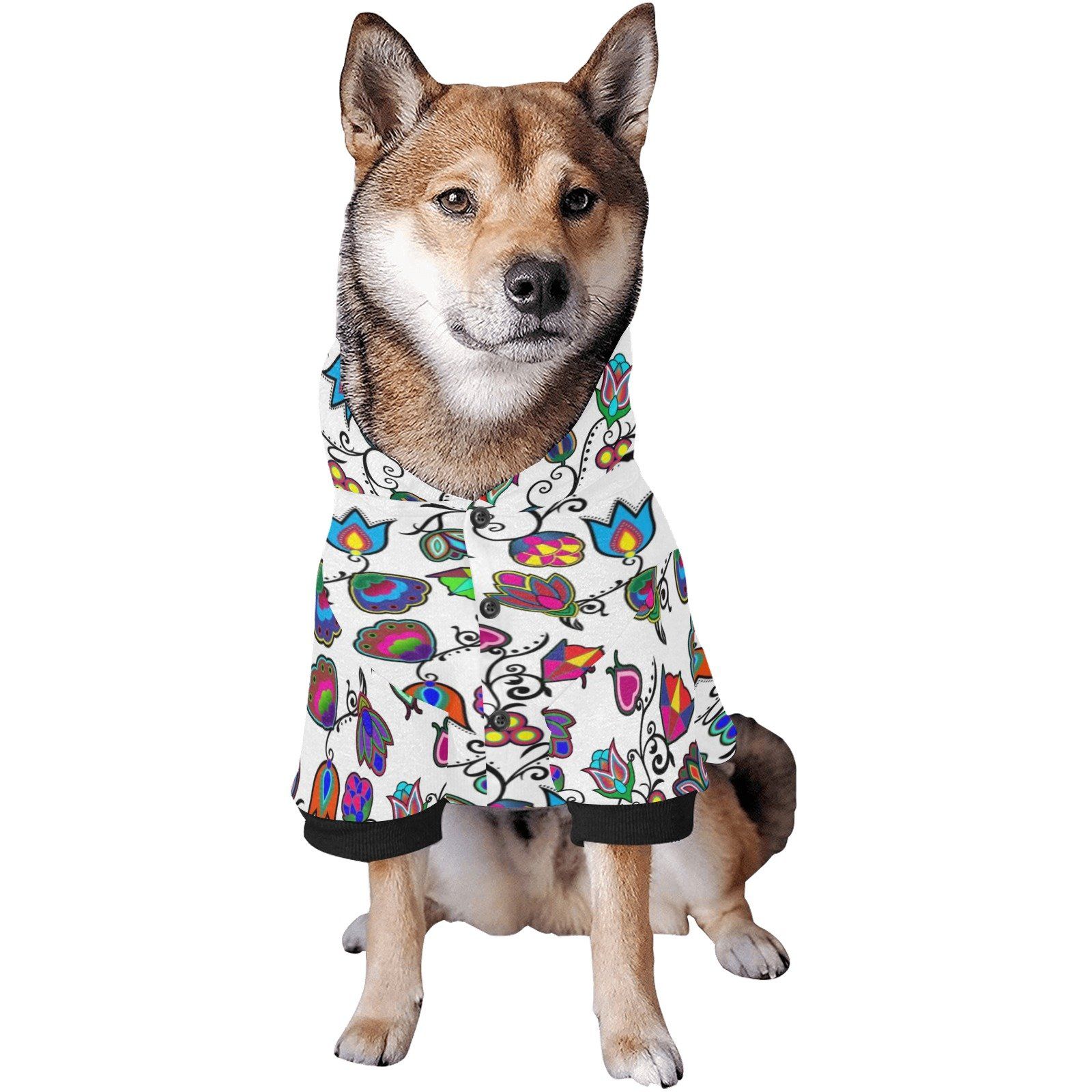 Indigenous Paisley White Pet Dog Hoodie Pet Dog Hoodie e-joyer