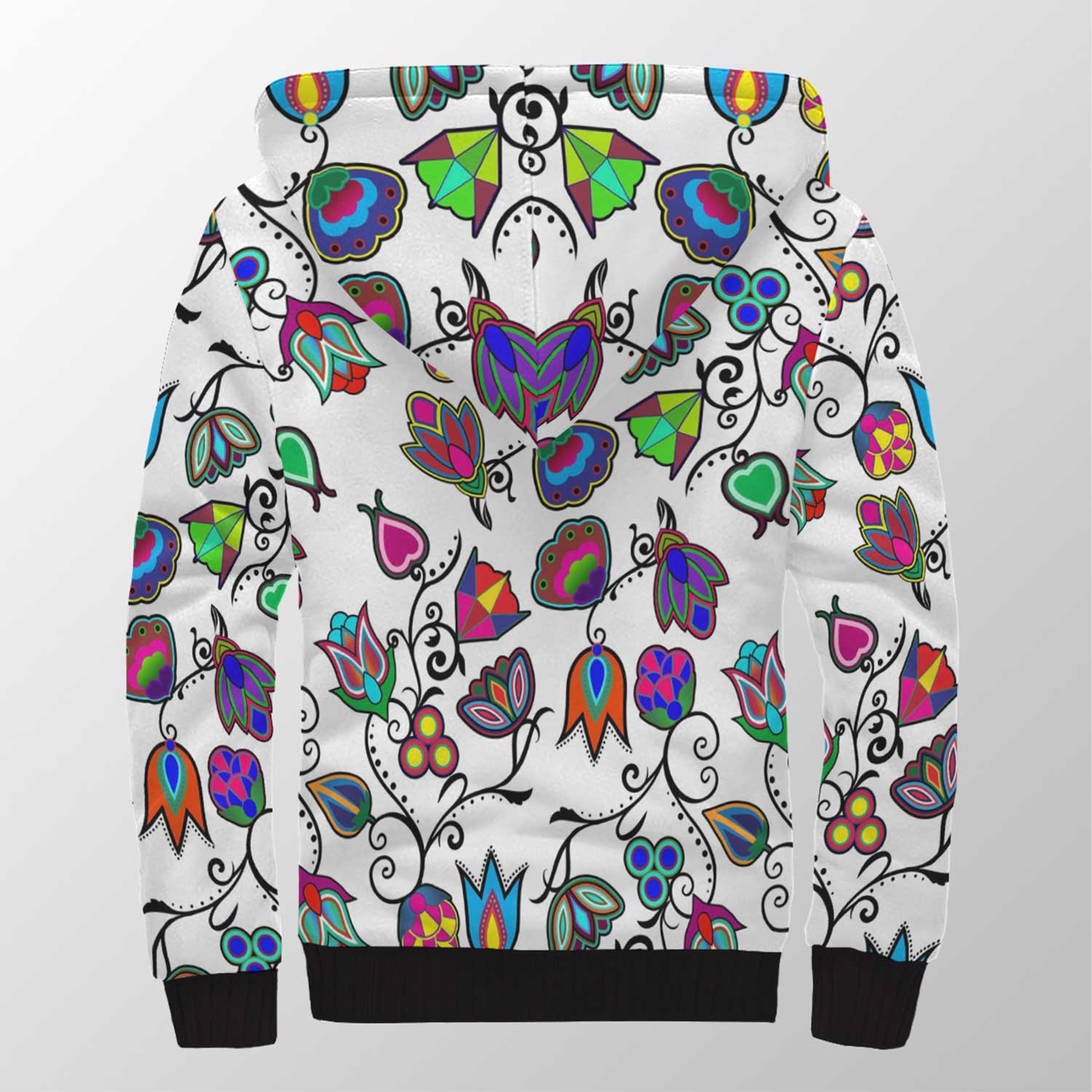 Indigenous Paisley White Sherpa Hoodie 49 Dzine