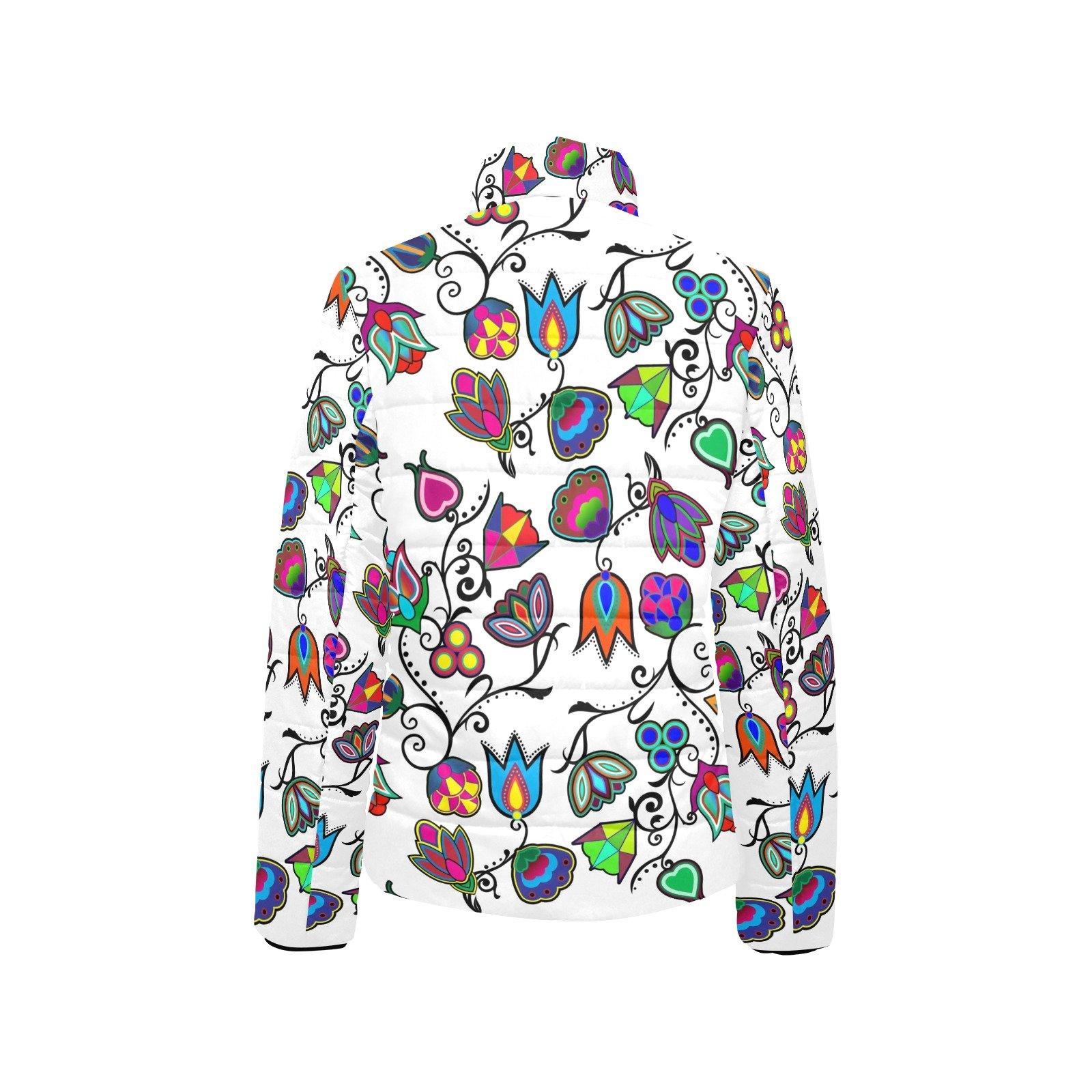 Indigenous Paisley White Women's Stand Collar Padded Jacket (Model H41) jacket e-joyer