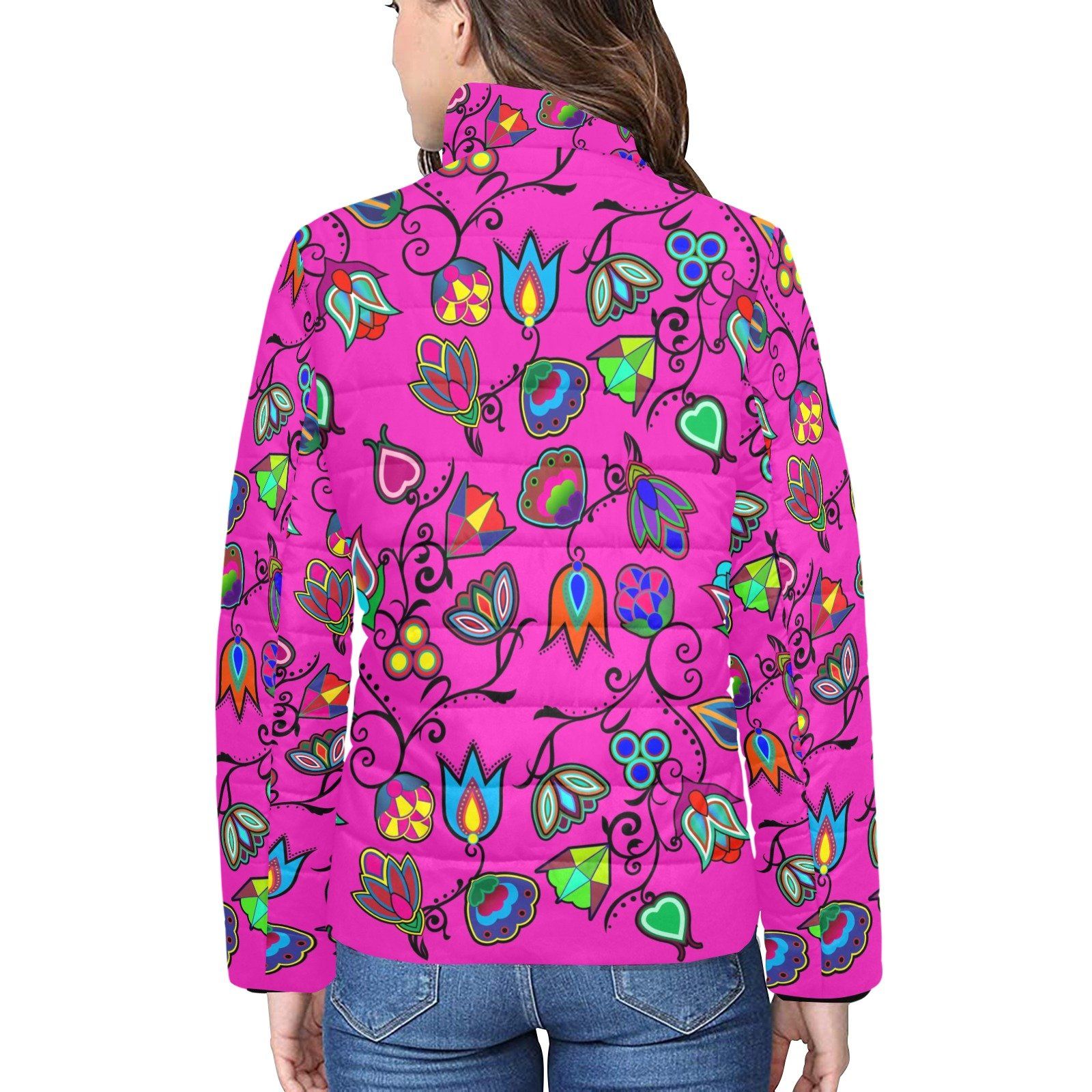 Indigenous Paisley Women's Stand Collar Padded Jacket (Model H41) jacket e-joyer