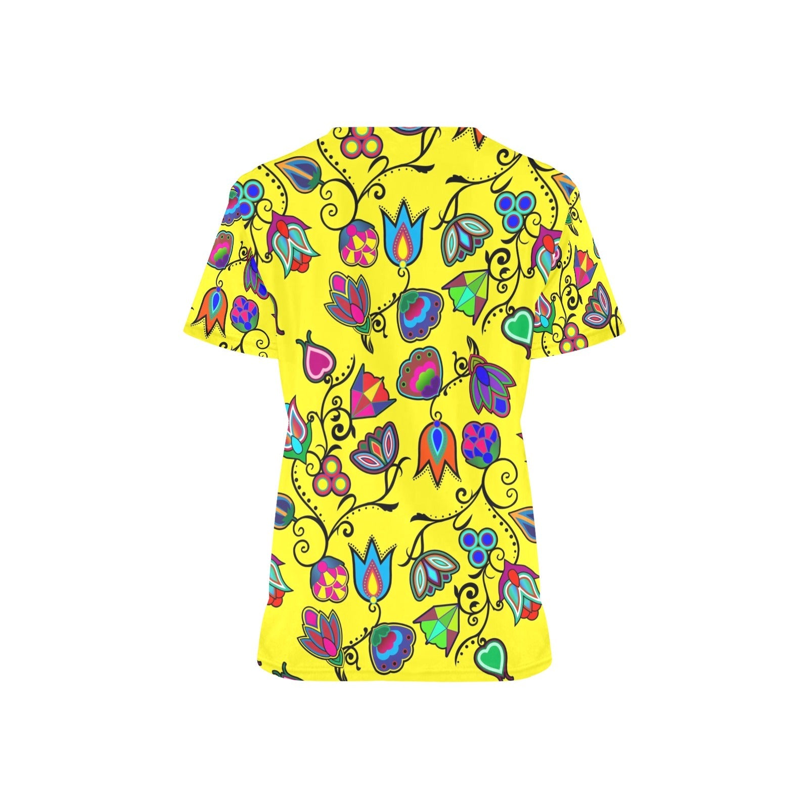 Indigenous Paisley Yellow All Over Print Scrub Top Scrub Top e-joyer