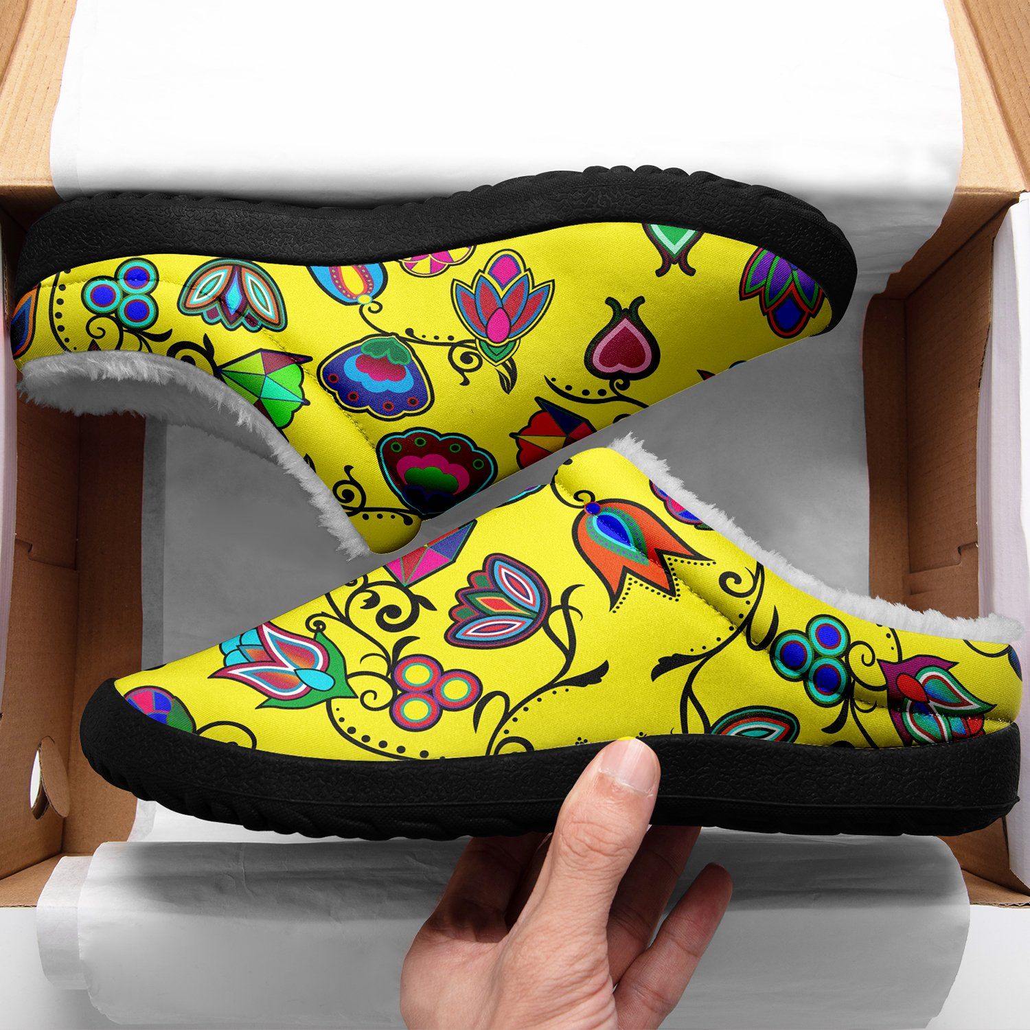 Indigenous Paisley Yellow Ikinnii Indoor Slipper 49 Dzine