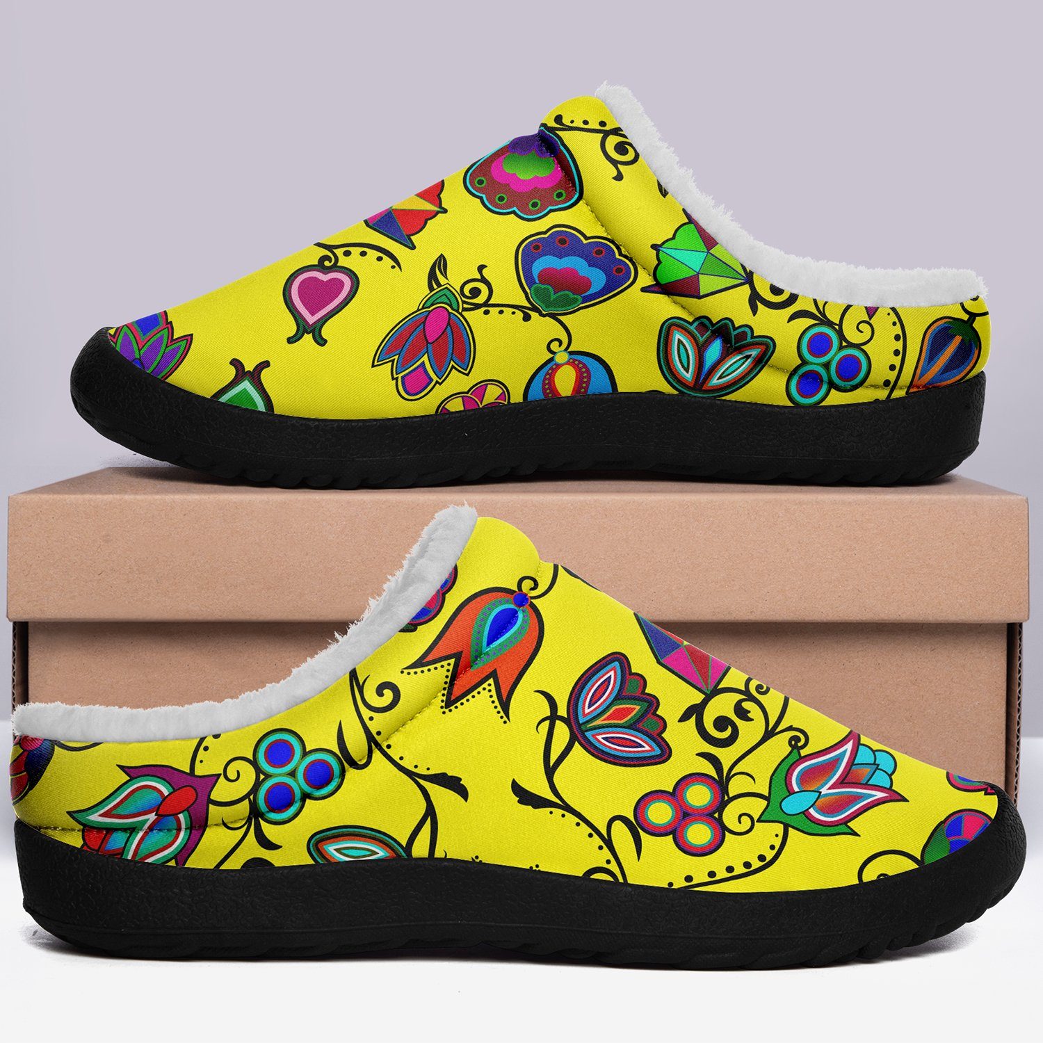 Indigenous Paisley Yellow Ikinnii Indoor Slipper 49 Dzine