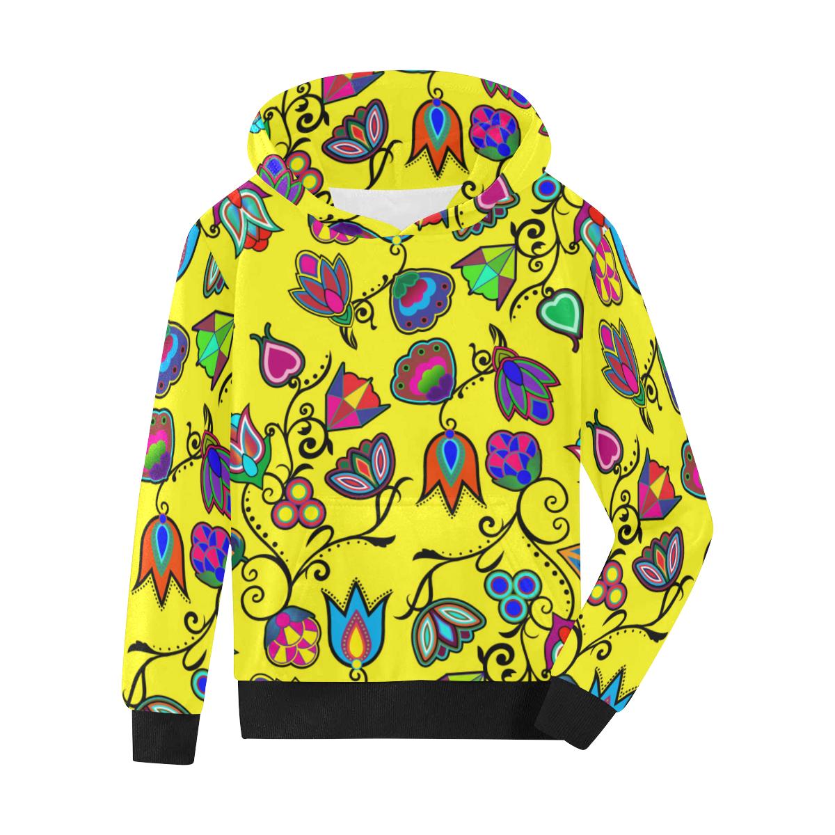 Indigenous Paisley Yellow Kids' All Over Print Hoodie (Model H38) Kids' AOP Hoodie (H38) e-joyer