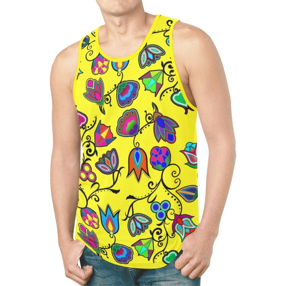 Indigenous Paisley Yellow New All Over Print Tank Top for Men (Model T46) New All Over Print Tank Top for Men (T46) e-joyer