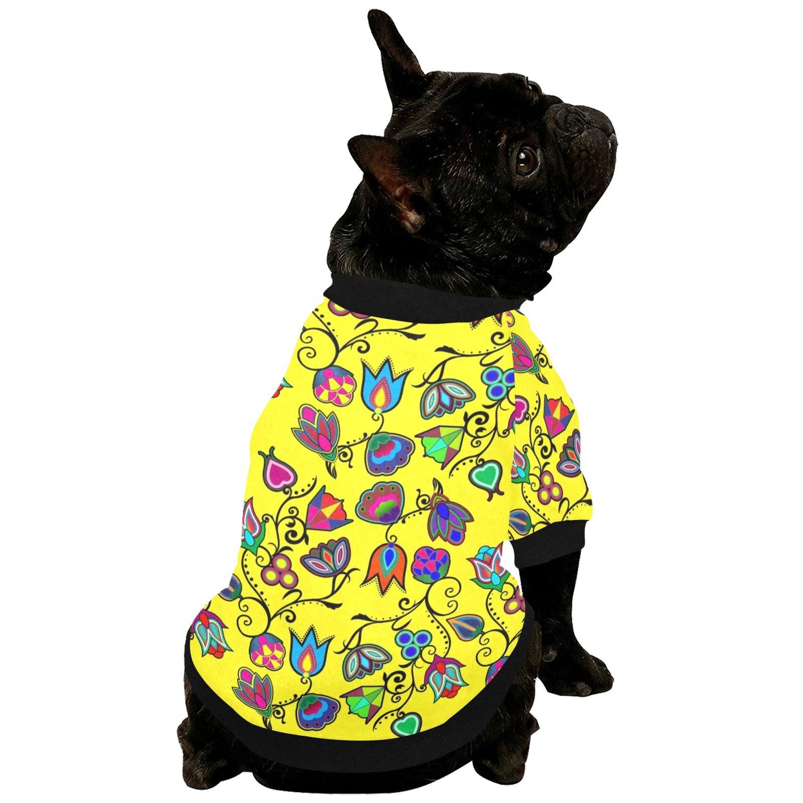 Indigenous Paisley Yellow Pet Dog Round Neck Shirt Pet Dog Round Neck Shirt e-joyer