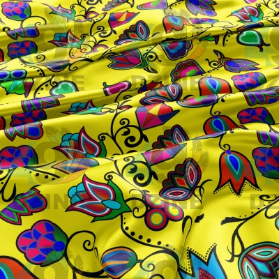 Indigenous Paisley - Yellow Satin Fabric 49DzineStore