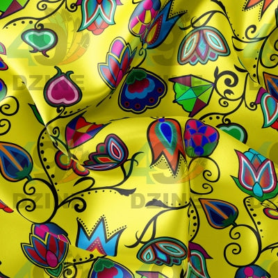 Indigenous Paisley - Yellow Satin Fabric 49DzineStore