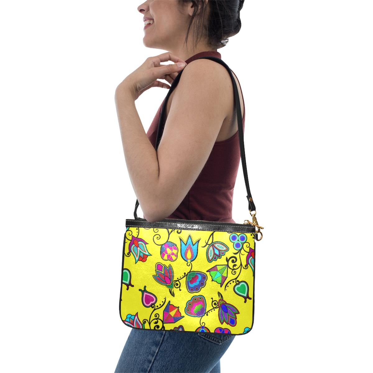 Indigenous Paisley - Yellow Small Shoulder Bag (Model 1710) Small Shoulder Bag (1710) e-joyer 