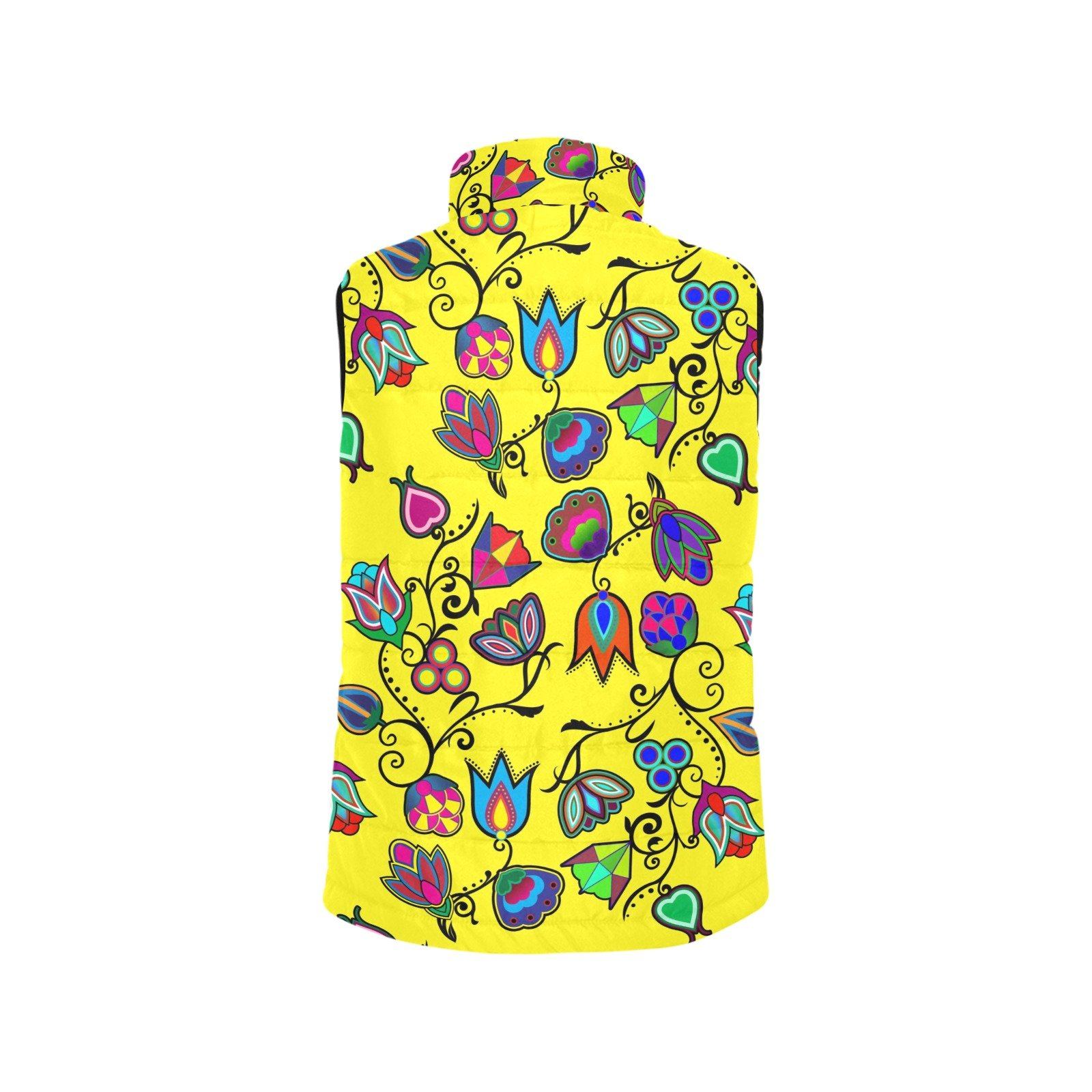 Indigenous Paisley Yellow Women's Padded Vest Jacket (Model H44) Women's Padded Vest Jacket (H44) e-joyer
