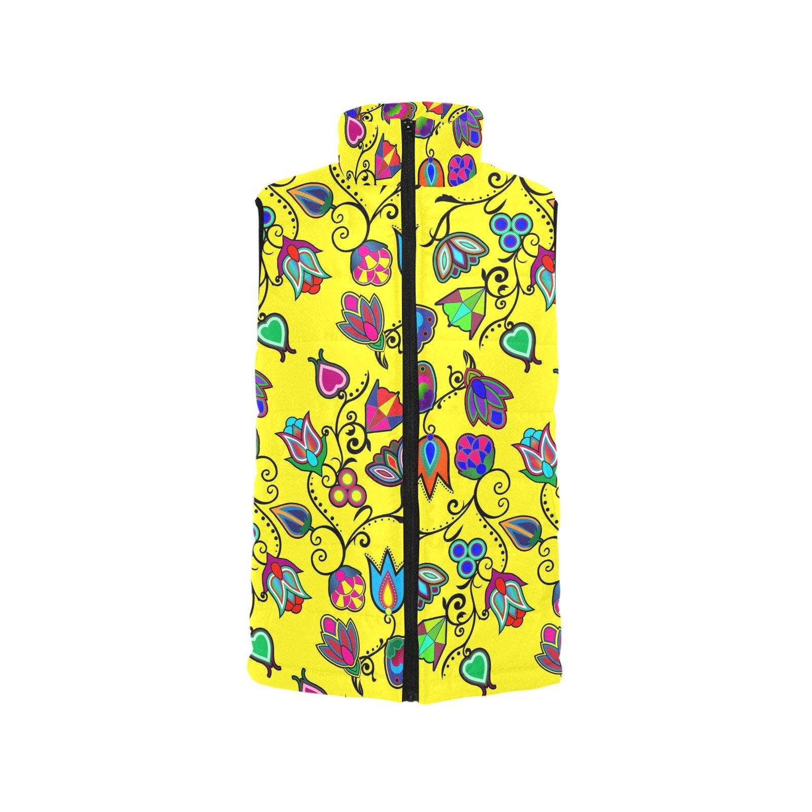 Indigenous Paisley Yellow Women's Padded Vest Jacket (Model H44) Women's Padded Vest Jacket (H44) e-joyer