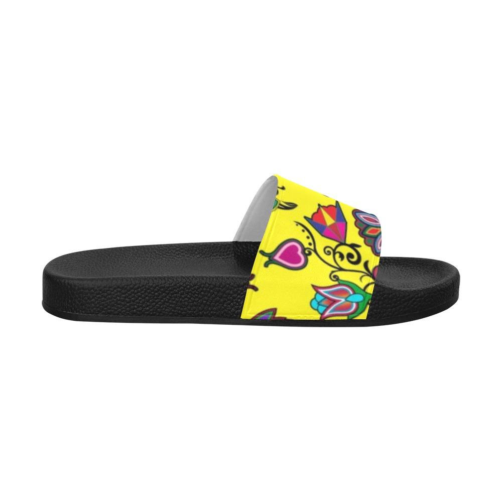 Indigenous Paisley Yellow Women's Slide Sandals (Model 057) Women's Slide Sandals (057) e-joyer