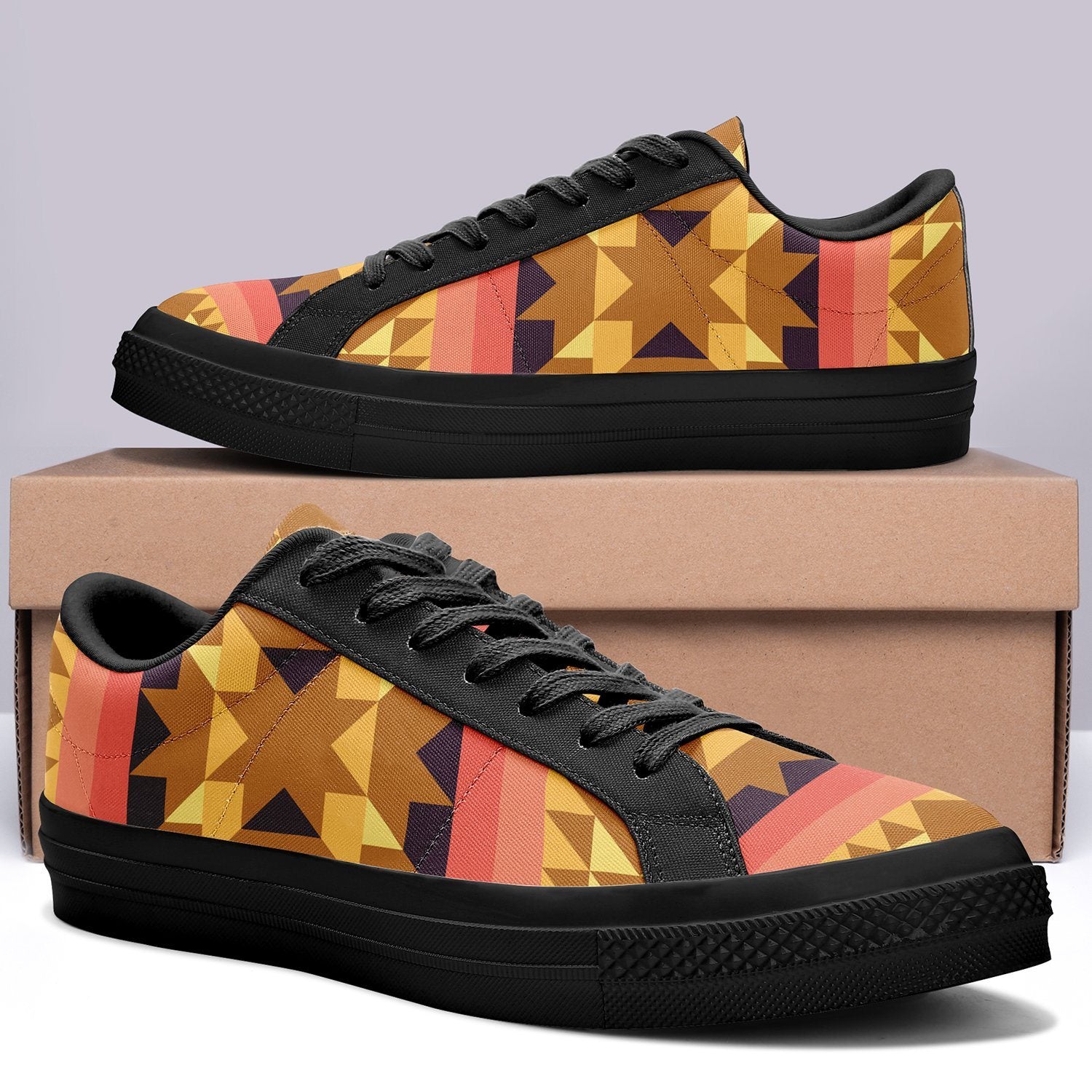 Infinite Sunset Aapisi Low Top Canvas Shoes Black Sole aapisi Herman