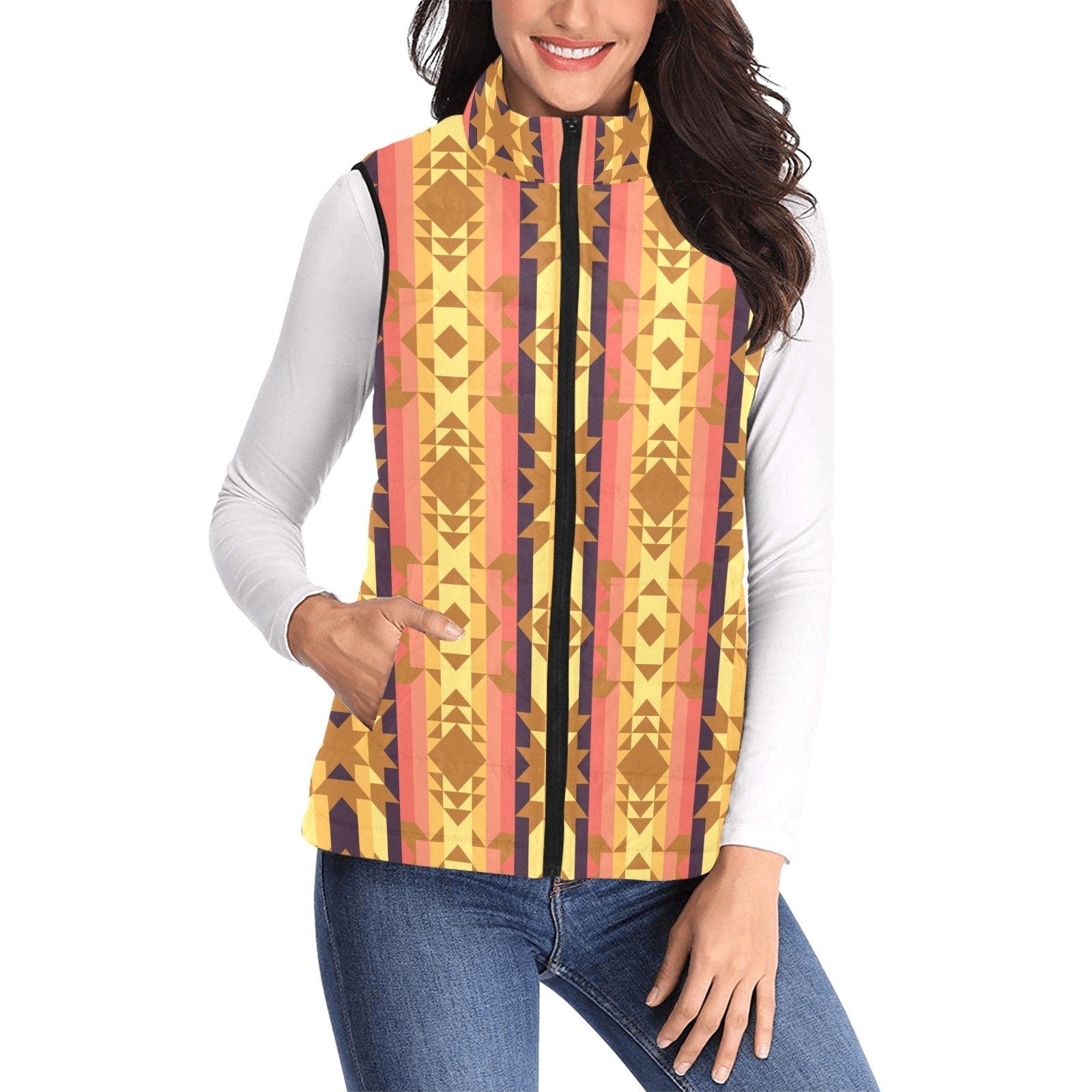 Infinite Sunset Women's Padded Vest Jacket (Model H44) Women's Padded Vest Jacket (H44) e-joyer