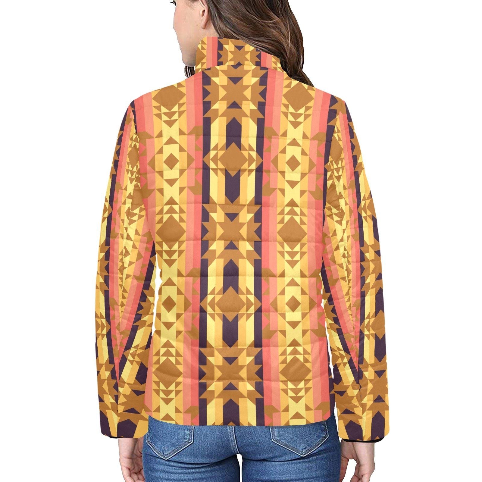 Infinite Sunset Women's Stand Collar Padded Jacket (Model H41) jacket e-joyer