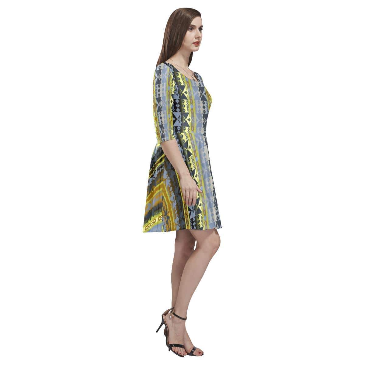 Inside the Deer Clan Lodge Tethys Half-Sleeve Skater Dress(Model D20) Tethys Half-Sleeve Skater Dress (D20) e-joyer