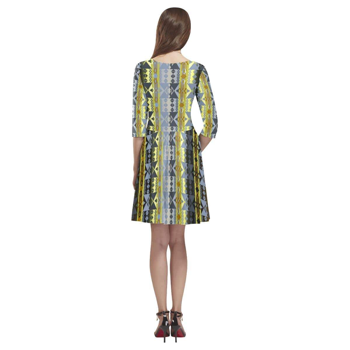 Inside the Deer Clan Lodge Tethys Half-Sleeve Skater Dress(Model D20) Tethys Half-Sleeve Skater Dress (D20) e-joyer