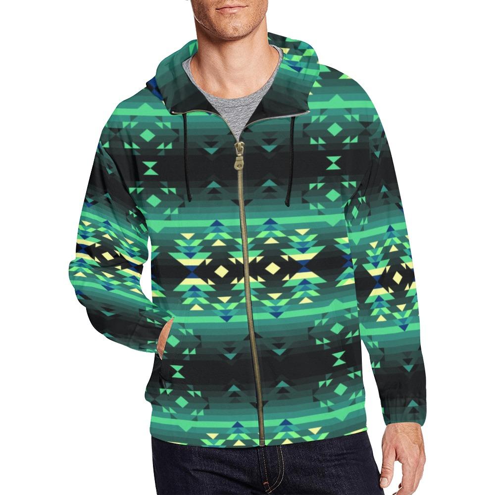 Inspire Green All Over Print Full Zip Hoodie for Men (Model H14) hoodie e-joyer