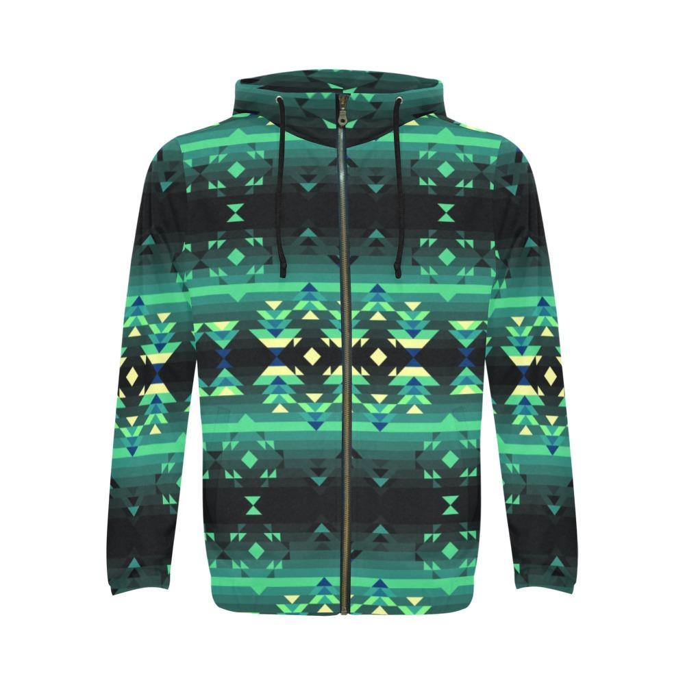 Inspire Green All Over Print Full Zip Hoodie for Men (Model H14) hoodie e-joyer